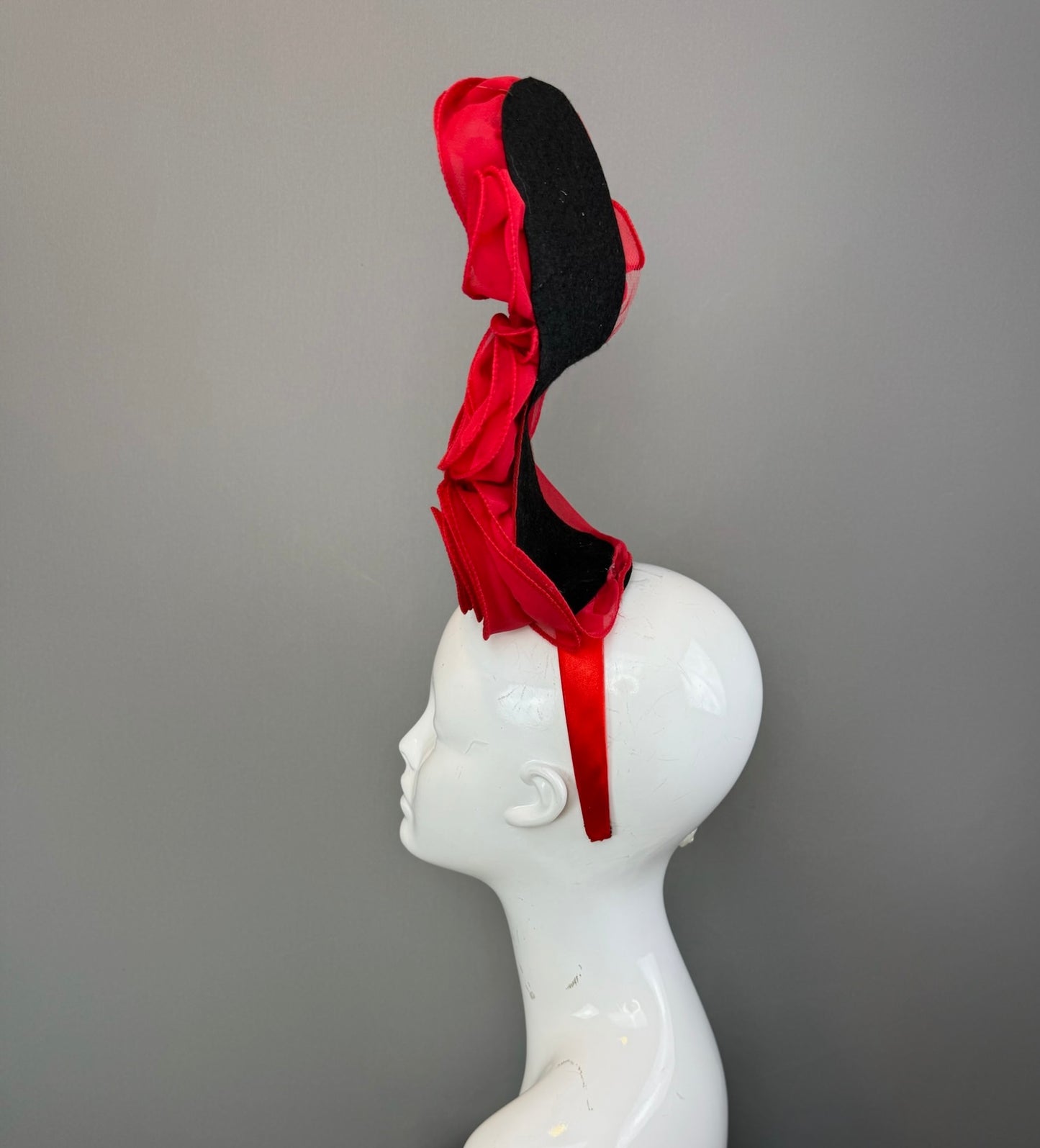 Red Kentucky Derby fascinator, Derby Hat Alternative (GOLD LINE)