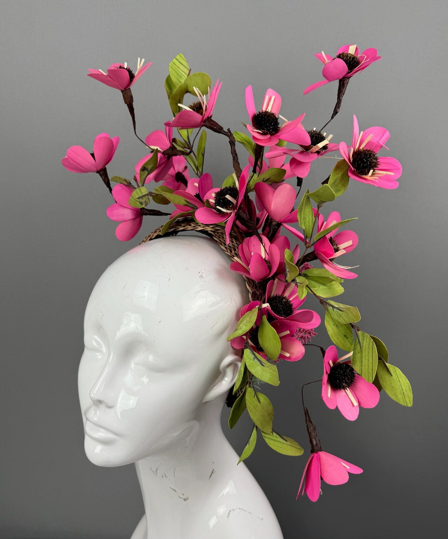 Pink and Green Kentucky Derby fascinator, Derby Hat Alternative