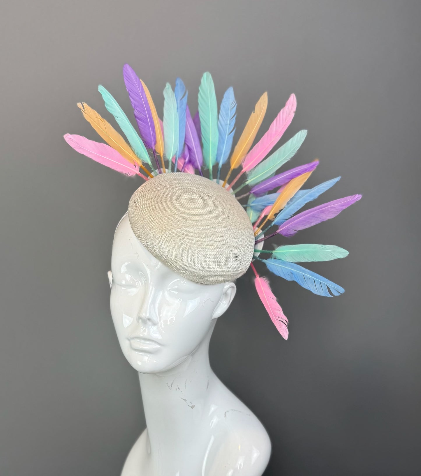 Multicolored Kentucky Derby fascinator, Derby Hat Alternative (SILVER LINE)