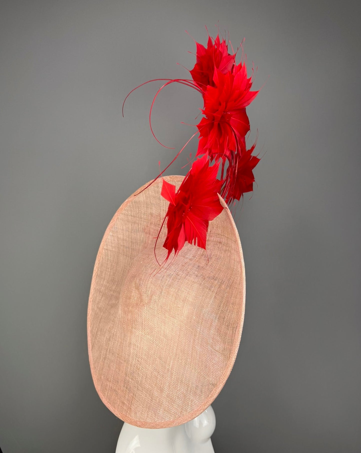 Pink and Red Kentucky Derby fascinator, Derby Hat Alternative (PLATINUM LINE)