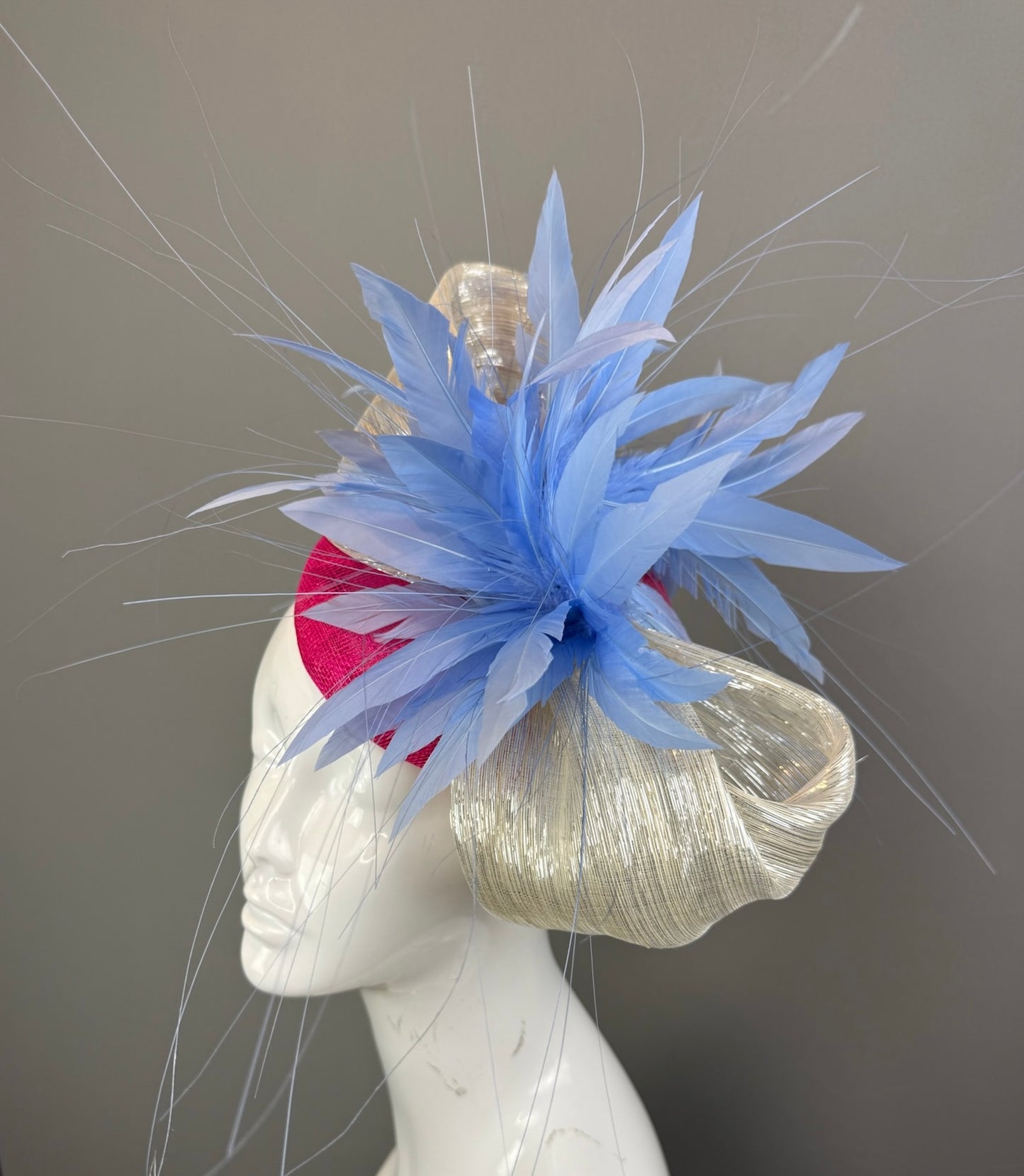 Periwinkle, Pink and Silver Kentucky Derby fascinator, Derby Hat Alternative (GOLD LINE)