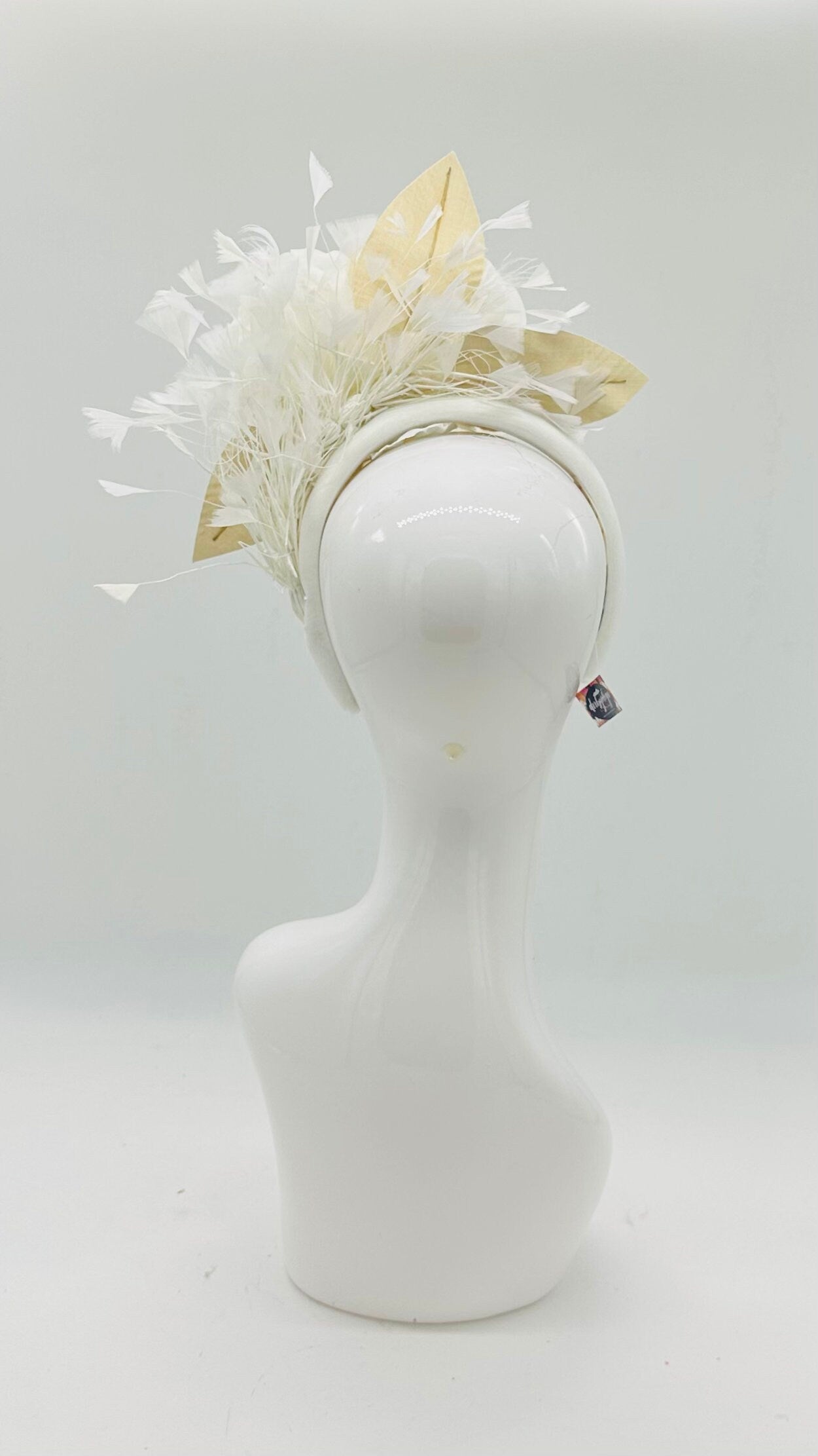 Kentucky Derby Floral Feather Fascinator, Derby Hat Alternative (GOLD LINE)