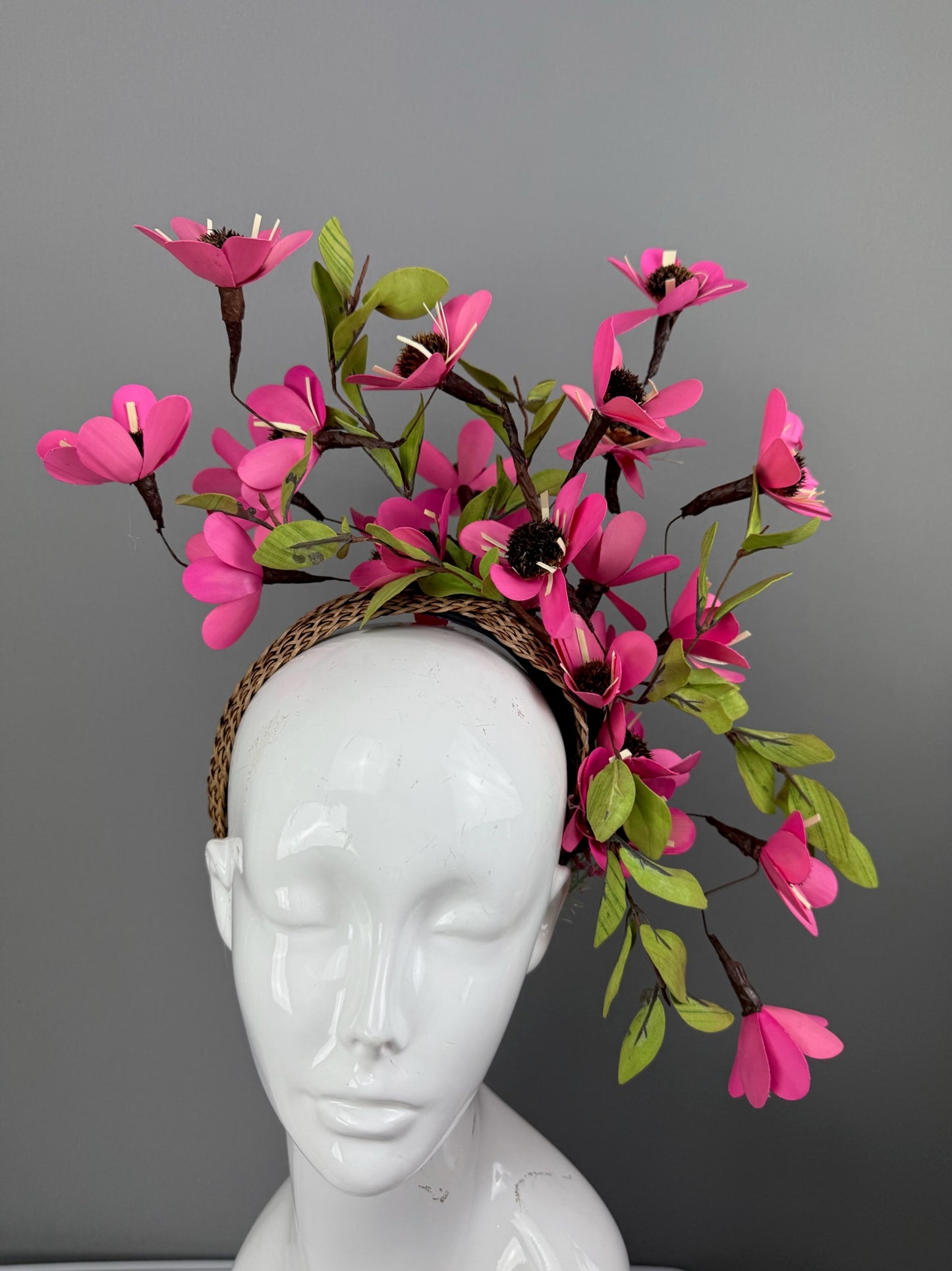 Pink and Green Kentucky Derby fascinator, Derby Hat Alternative