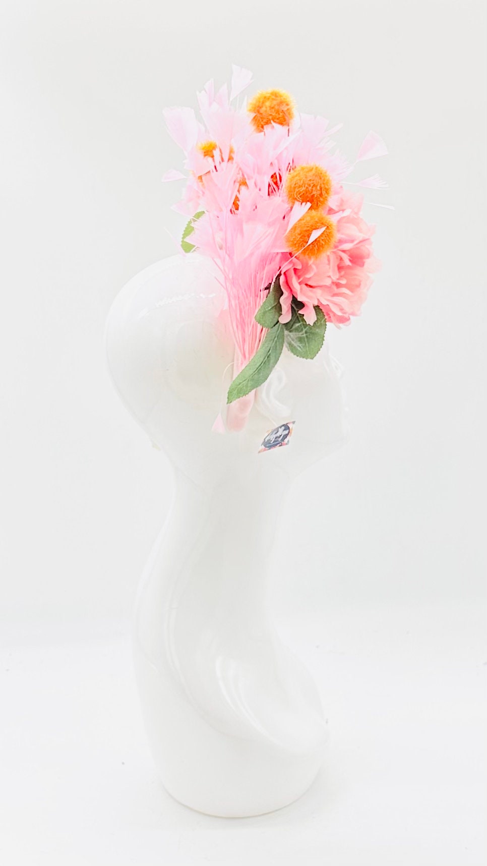Pink and orange Kentucky Derby Fascinator, Oaks, Thurby, headpiece, derby hat Kentucky Derby Hat Alternative, Floral Fascinator (GOLD LINE)