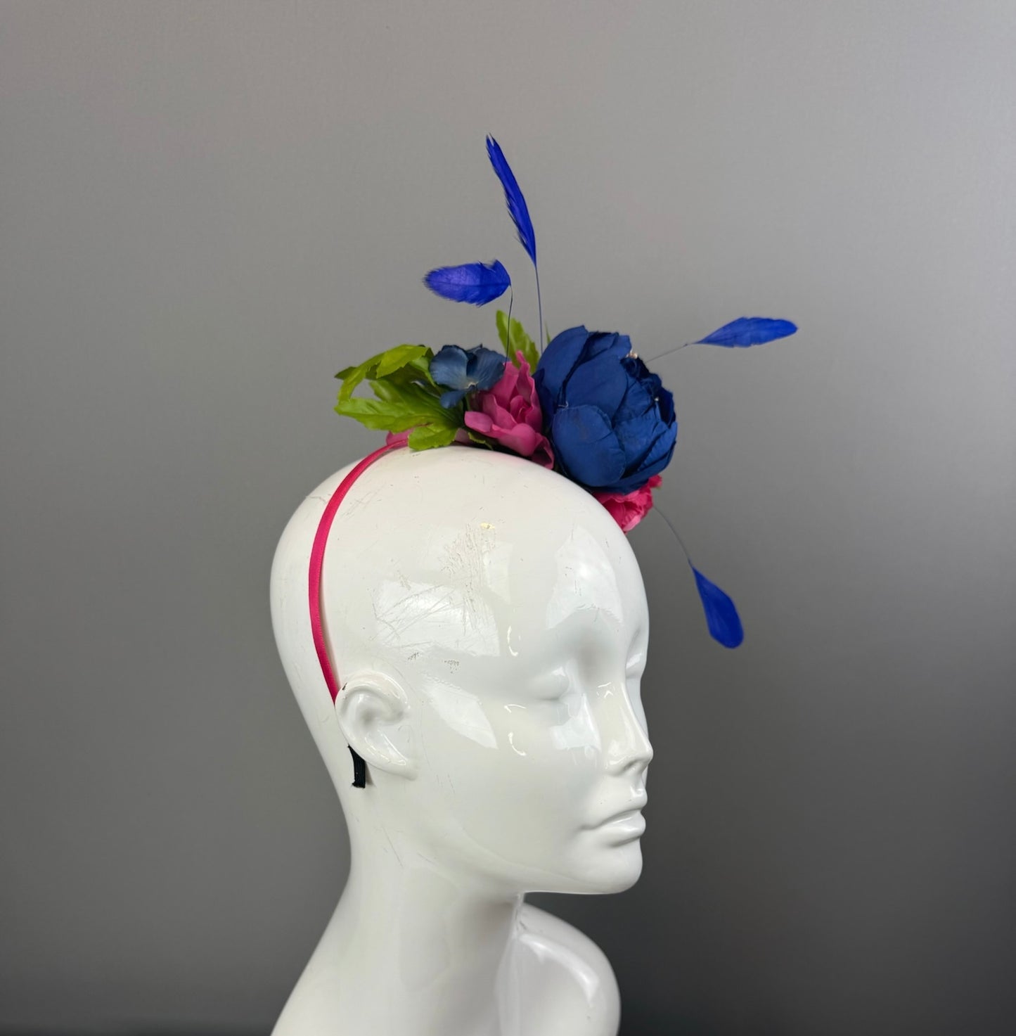 Blue, Pink and Green Kentucky Derby fascinator, Derby Hat Alternative