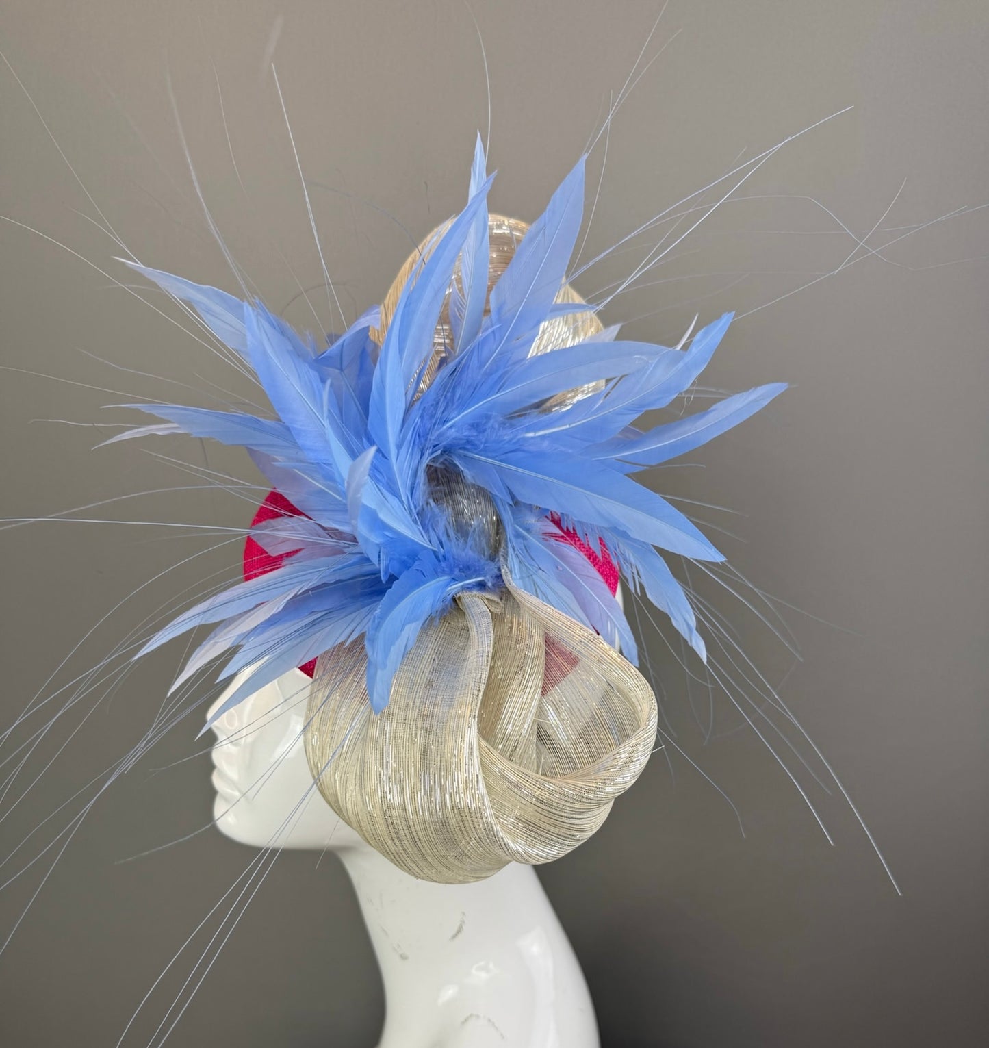Periwinkle, Pink and Silver Kentucky Derby fascinator, Derby Hat Alternative (GOLD LINE)