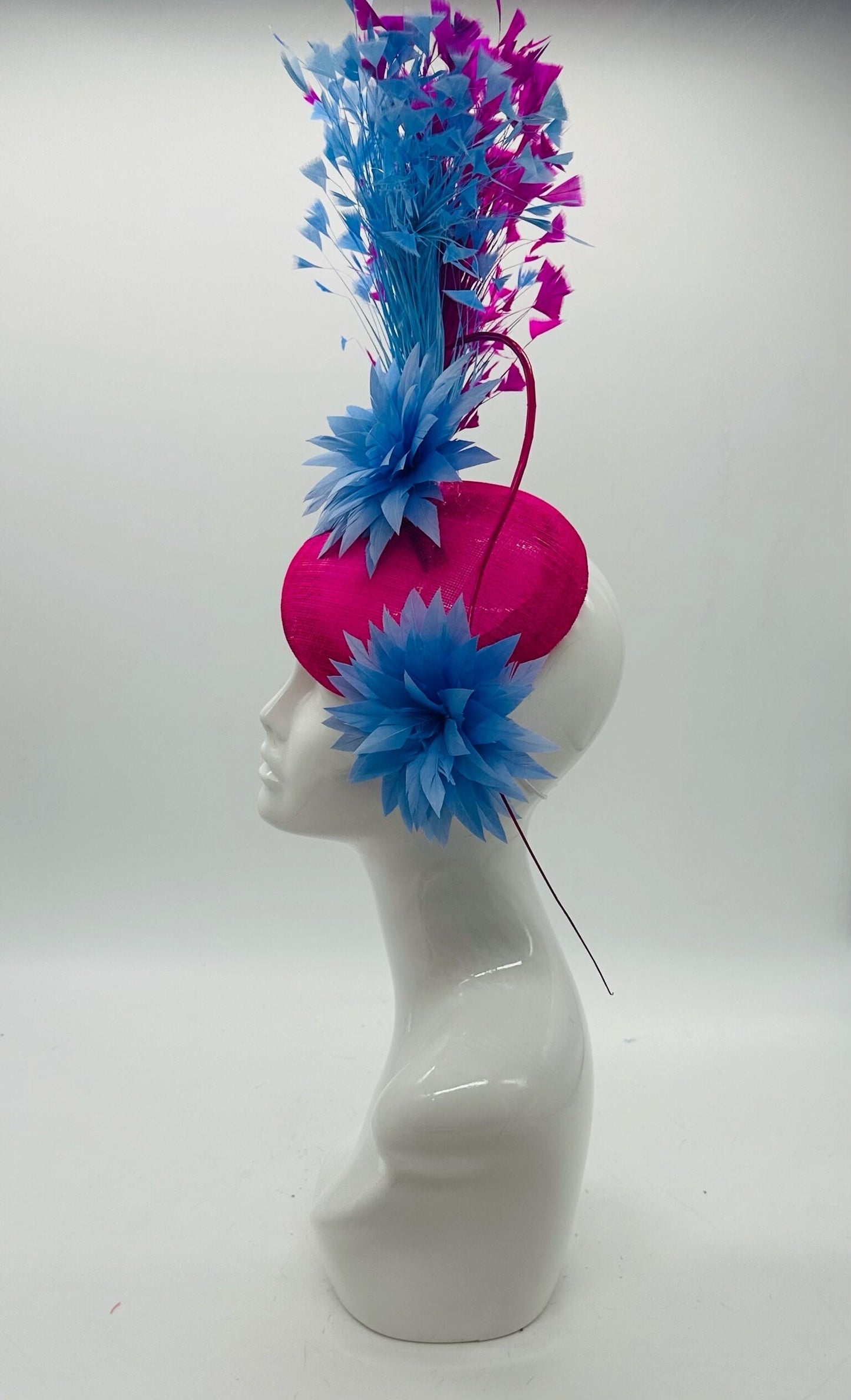 Pink and Periwinkle Derby Fascinator, Kentucky Derby Hat Alternative, Kentucky derby hat (GOLD LINE)