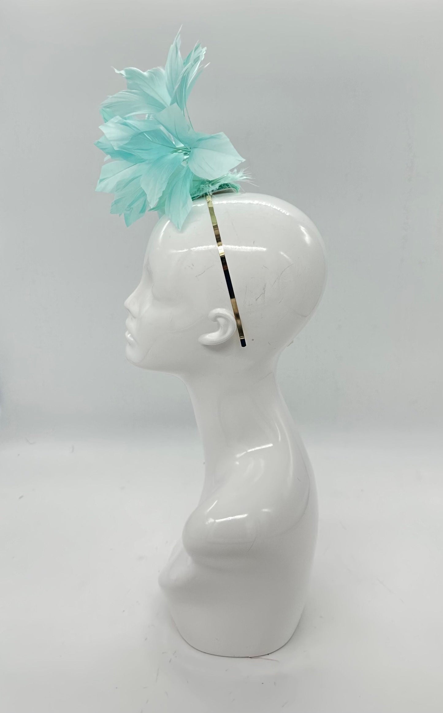 Turquoise blue feather Derby Fascinator, Kentucky Derby Hat Alternative, Kentucky derby hat (SILVER LINE, multiple color options available)