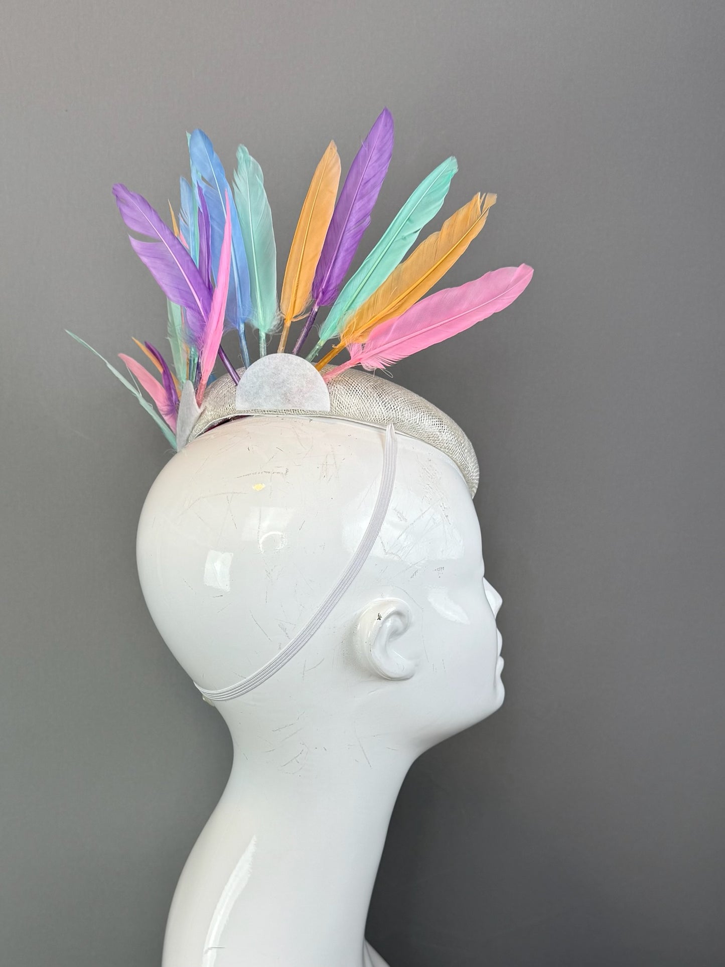 Multicolored Kentucky Derby fascinator, Derby Hat Alternative (SILVER LINE)