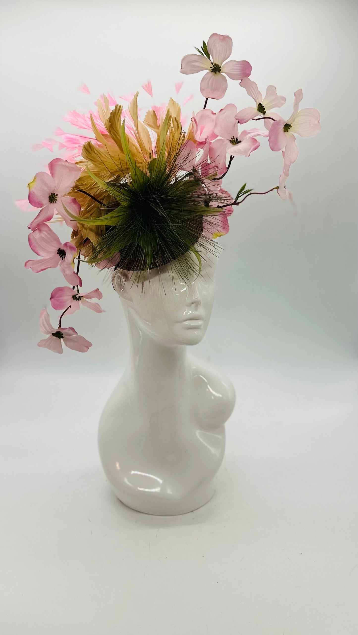 Pink and Green Derby Fascinator, Kentucky Derby Hat Alternative, Kentucky derby hat (GOLD LINE)