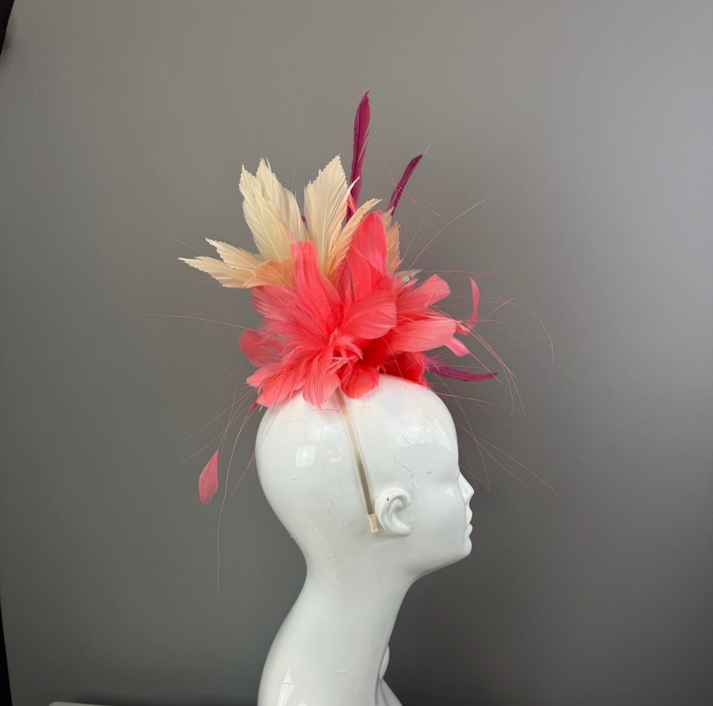 Pink, Mauve and Cream Kentucky Derby fascinator, Derby Hat Alternative (GOLD LINE)