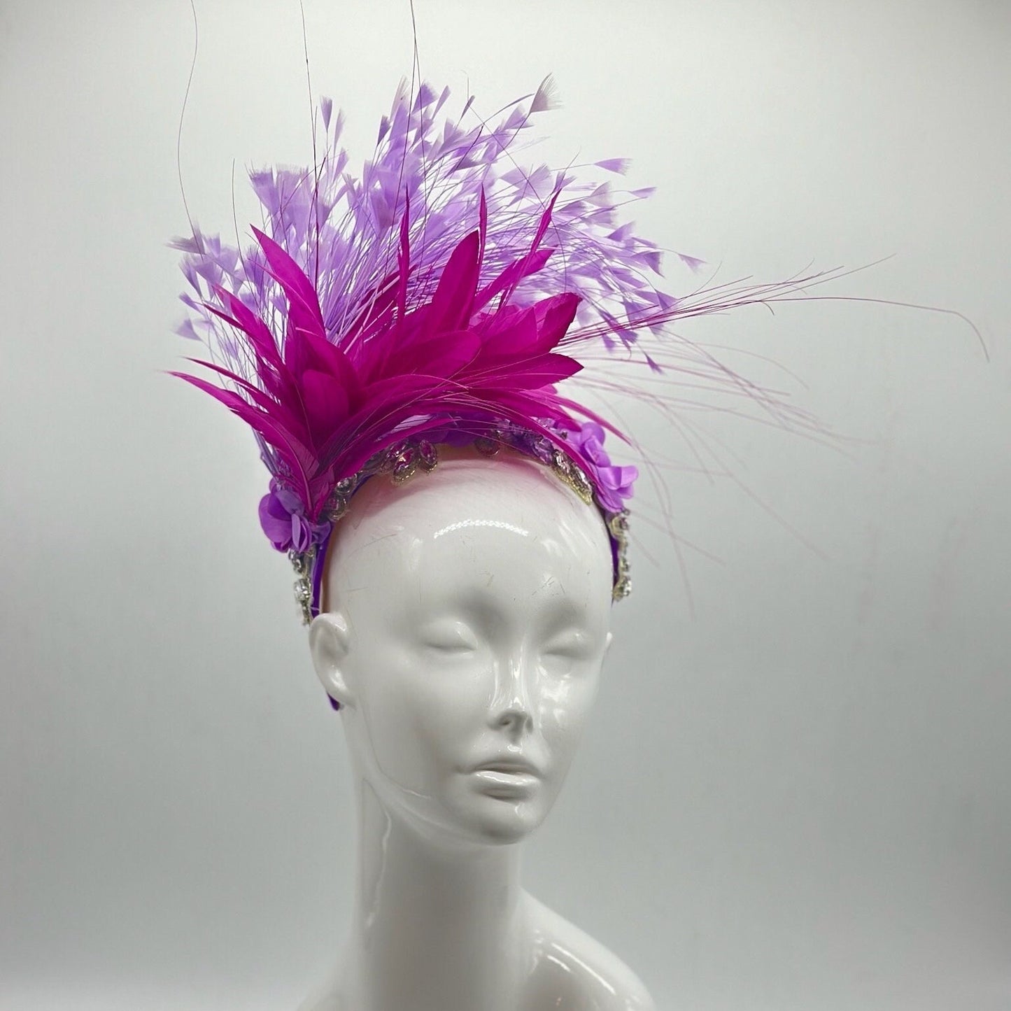 Magenta and Purple Derby Fascinator, Kentucky Derby Hat Alternative, Kentucky derby hat (GOLD LINE)