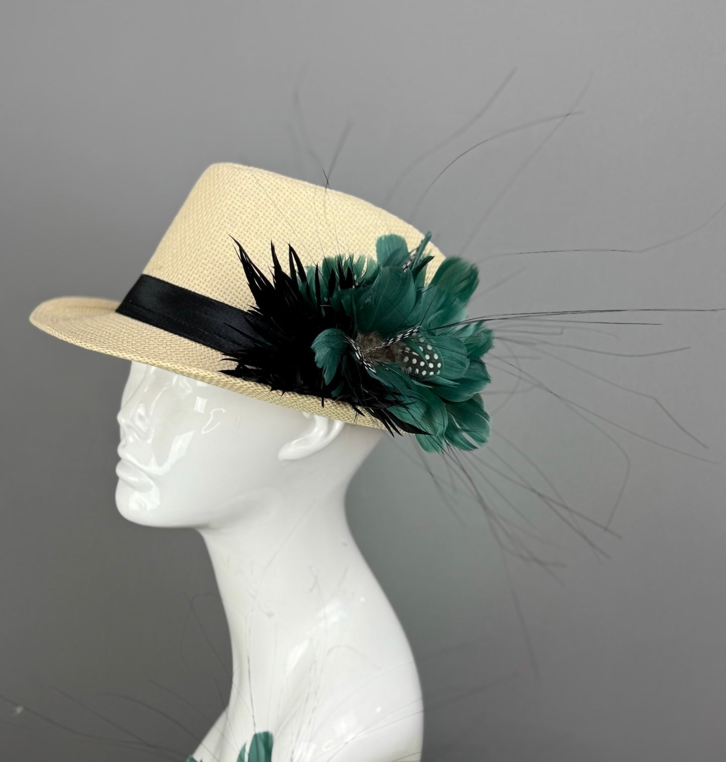 Green and Black Kentucky Derby fascinator, Derby Hat Alternative (GOLD LINE)