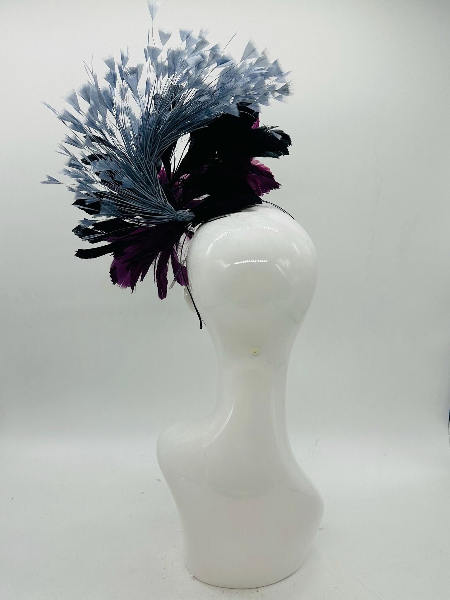 Plum, Black and Gray Derby Fascinator, Kentucky Derby Hat Alternative, Kentucky derby hat (GOLD LINE)