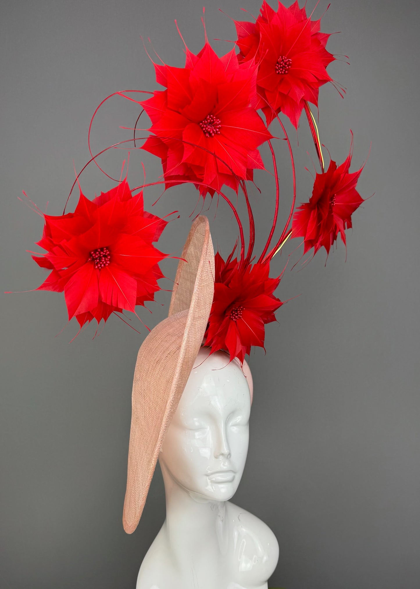 Pink and Red Kentucky Derby fascinator, Derby Hat Alternative (PLATINUM LINE)