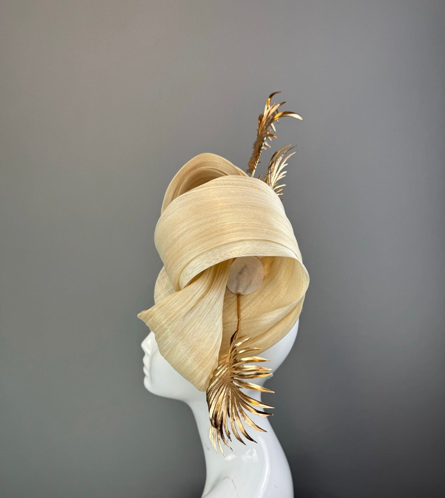 Gold Kentucky Derby fascinator, Derby Hat Alternative (GOLD LINE)
