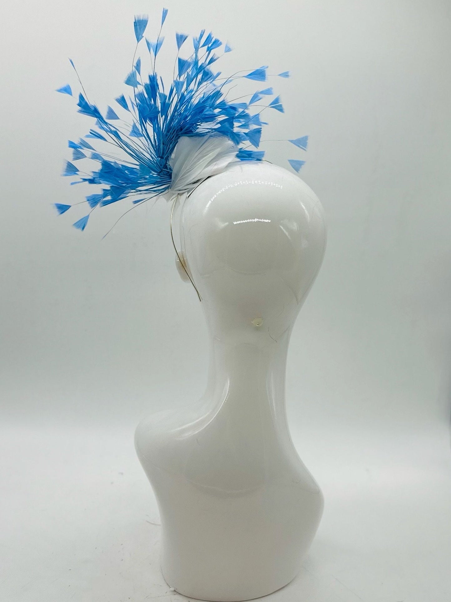 White and Blue Derby Fascinator, Kentucky Derby Hat Alternative, Kentucky derby hat, (SILVER LINE, multiple color options available)