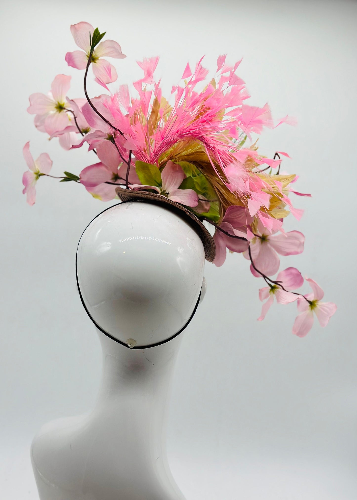 Pink and Green Derby Fascinator, Kentucky Derby Hat Alternative, Kentucky derby hat (GOLD LINE)