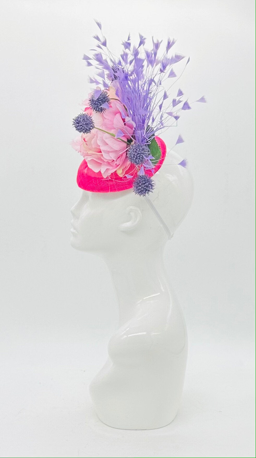 Pink and purple Kentucky Derby Fascinator, Derby Hat alternative, (GOLD LINE)