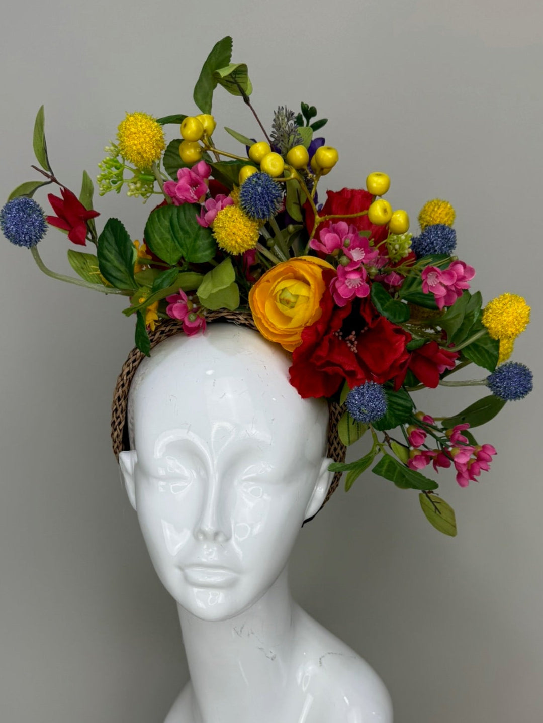 Multicolored Kentucky Derby fascinator, Derby Hat Alternative (GOLD LINE)