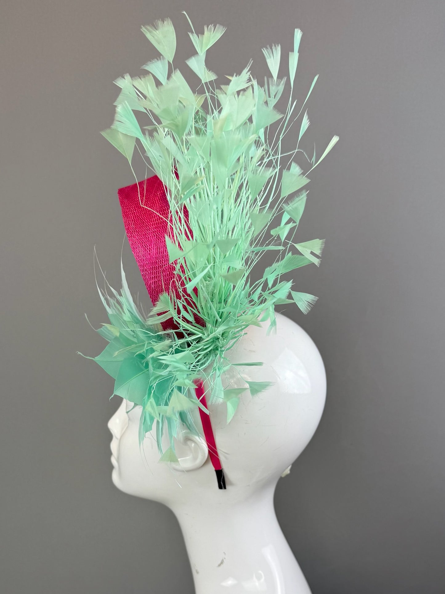Mint and Pink Kentucky Derby fascinator, Derby Hat Alternative (GOLD LINE)