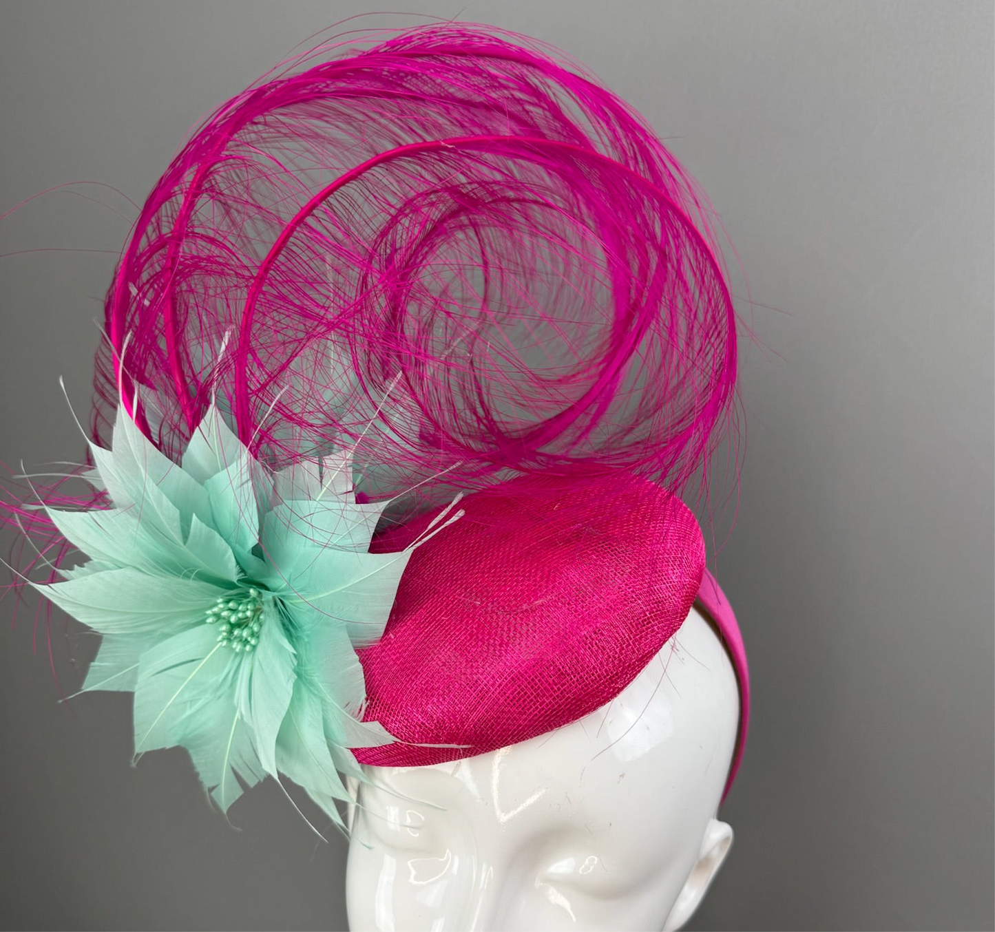 Turquoise and Pink Kentucky Derby fascinator, Derby Hat Alternative