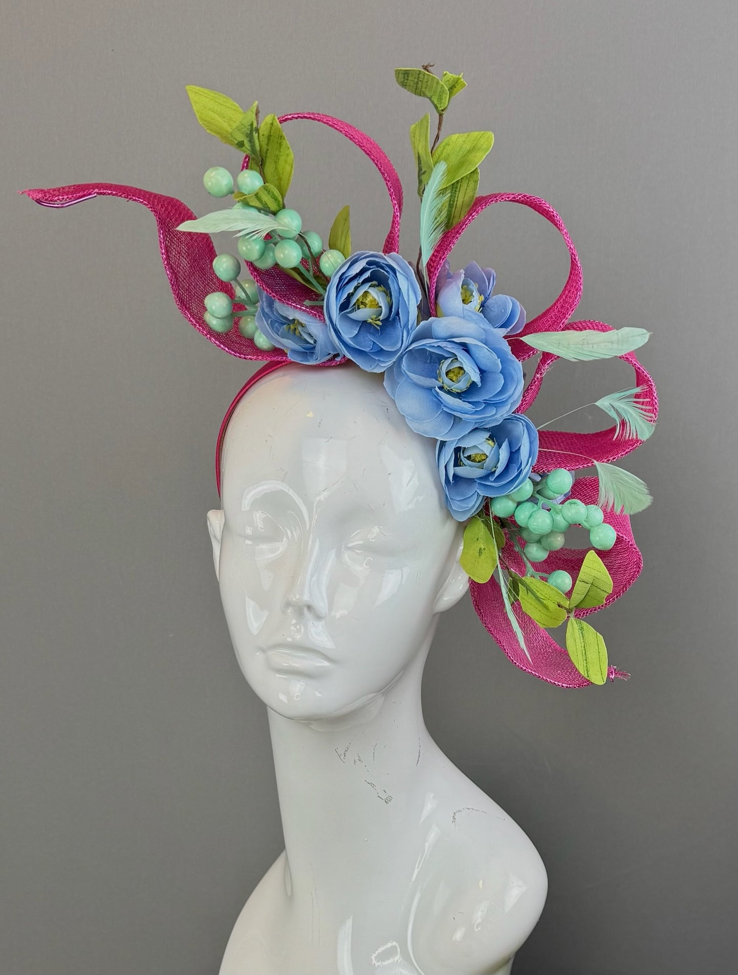 Periwinkle and Pink Kentucky Derby fascinator, Derby Hat Alternative (GOLD LINE)