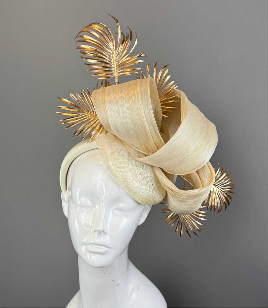 Gold Kentucky Derby fascinator, Derby Hat Alternative (GOLD LINE)