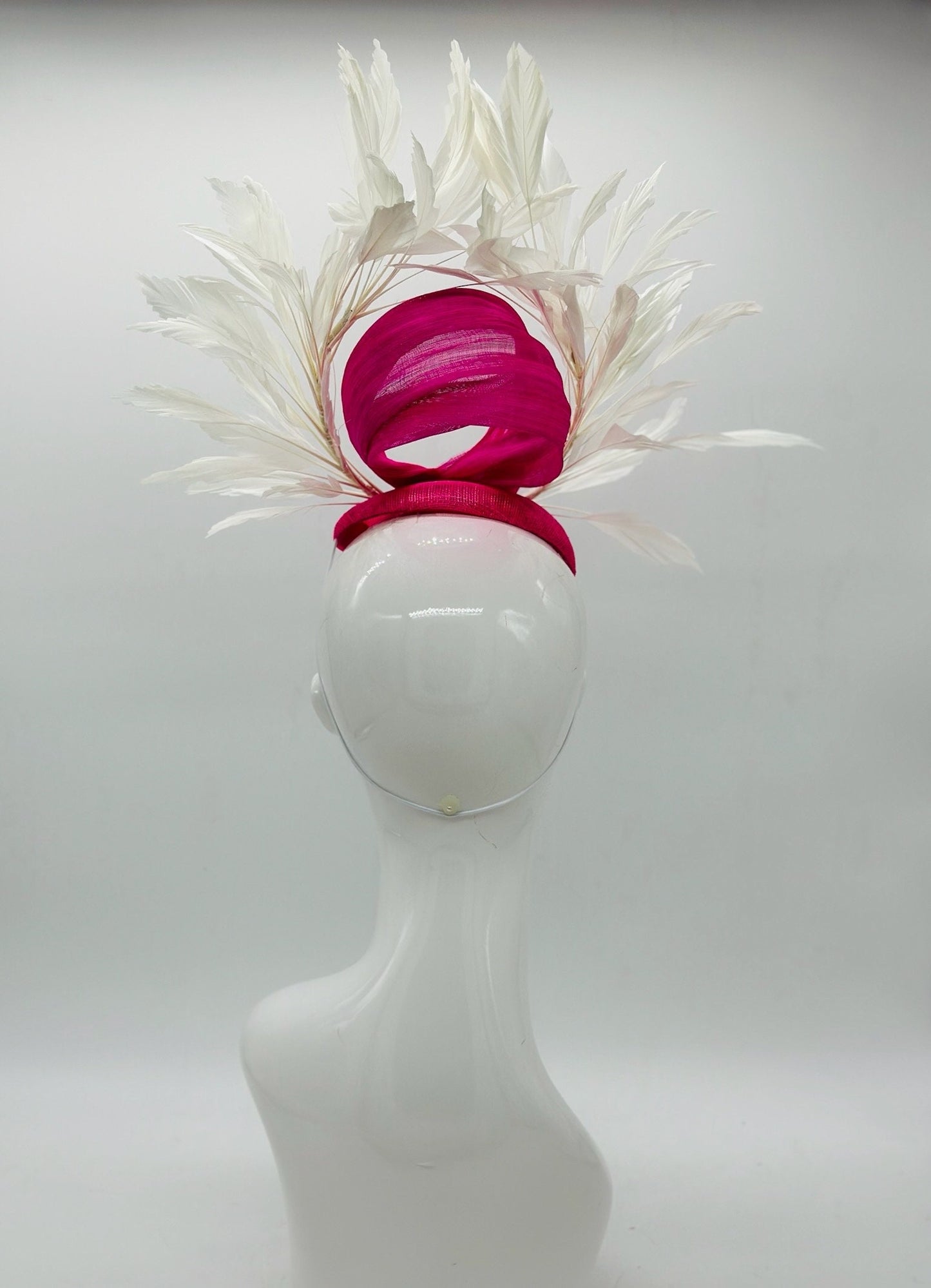 Pink and White Fascinator, Kentucky Derby Hat Alternative, Kentucky derby hat, (GOLD LINE)
