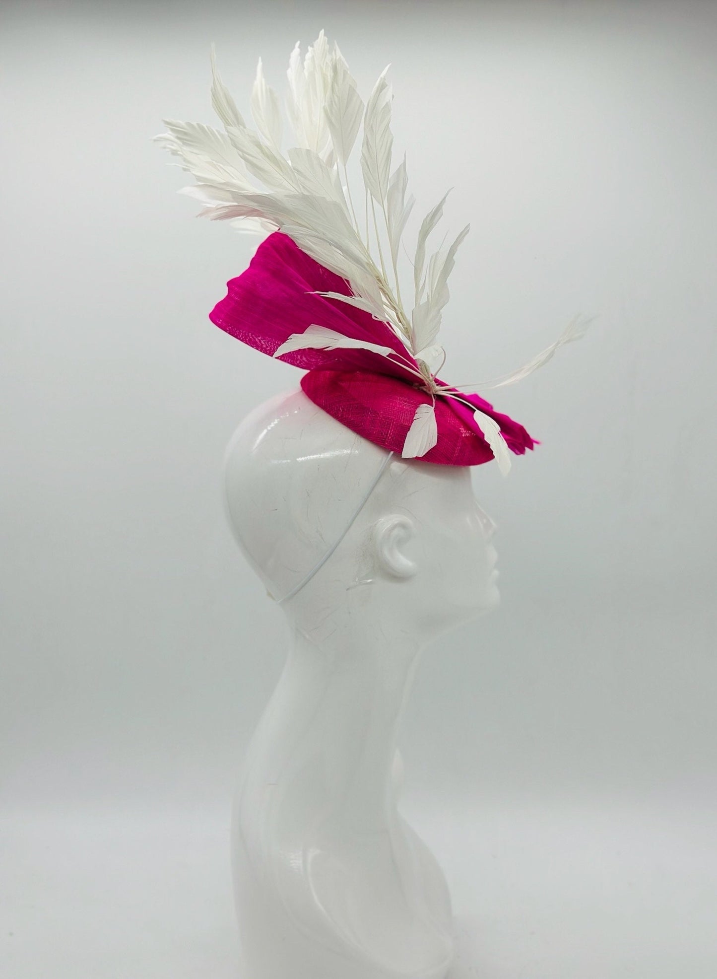 Pink and White Fascinator, Kentucky Derby Hat Alternative, Kentucky derby hat, (GOLD LINE)