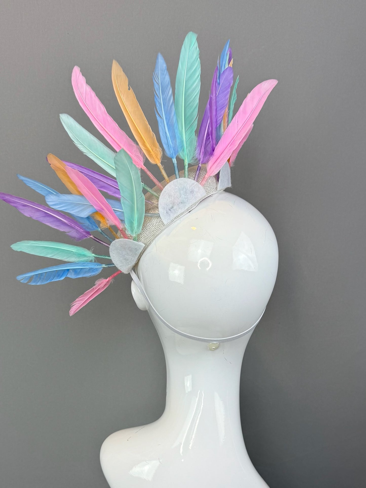 Multicolored Kentucky Derby fascinator, Derby Hat Alternative (SILVER LINE)