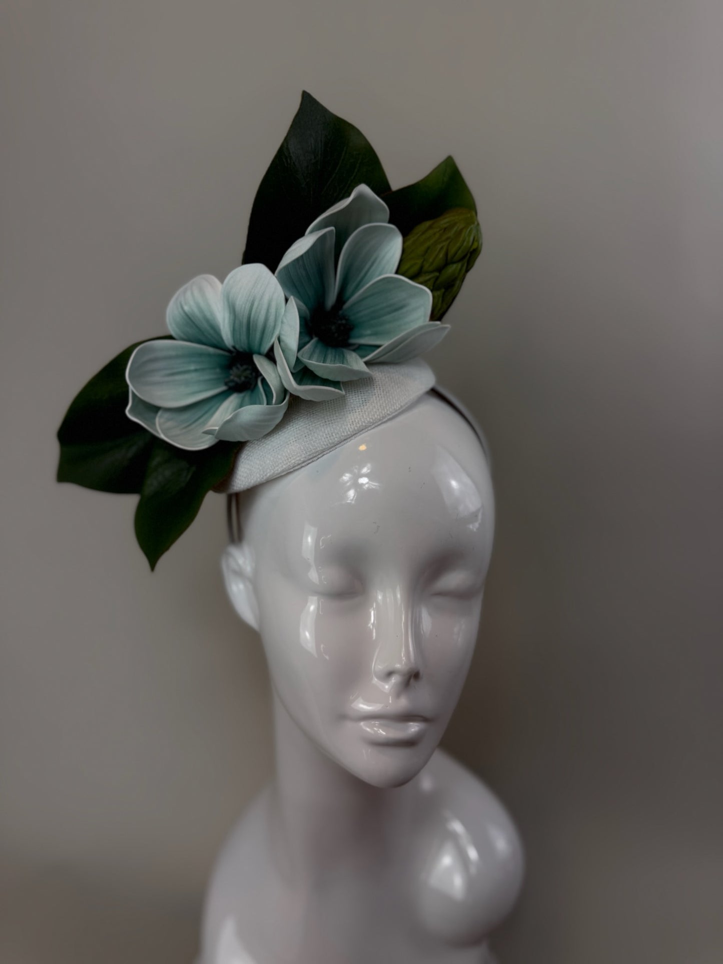 White, Light Blue and Green Kentucky Derby fascinator, Derby Hat Alternative (SILVER LINE)