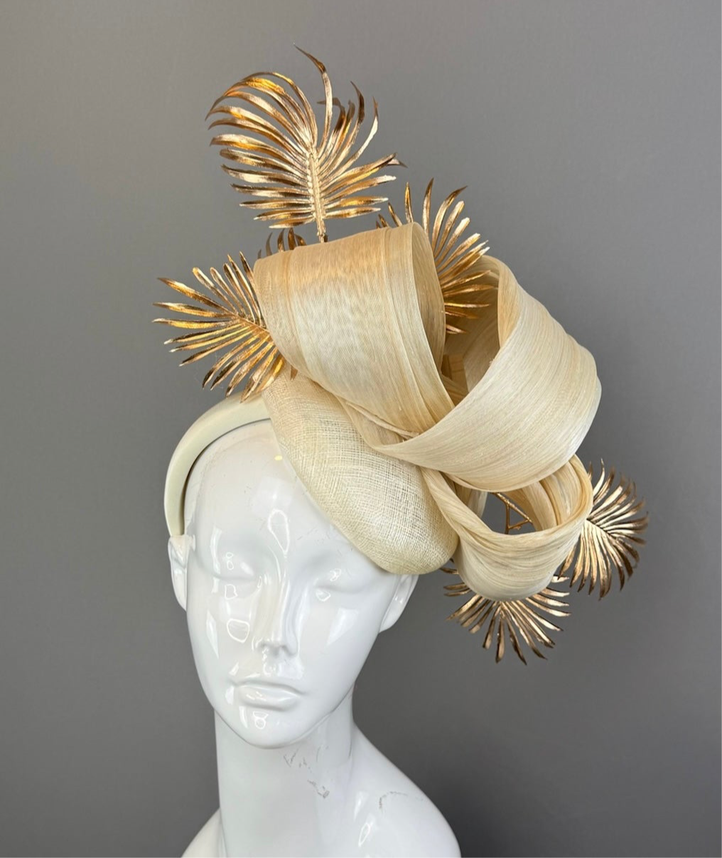 Gold Kentucky Derby fascinator, Derby Hat Alternative (GOLD LINE)
