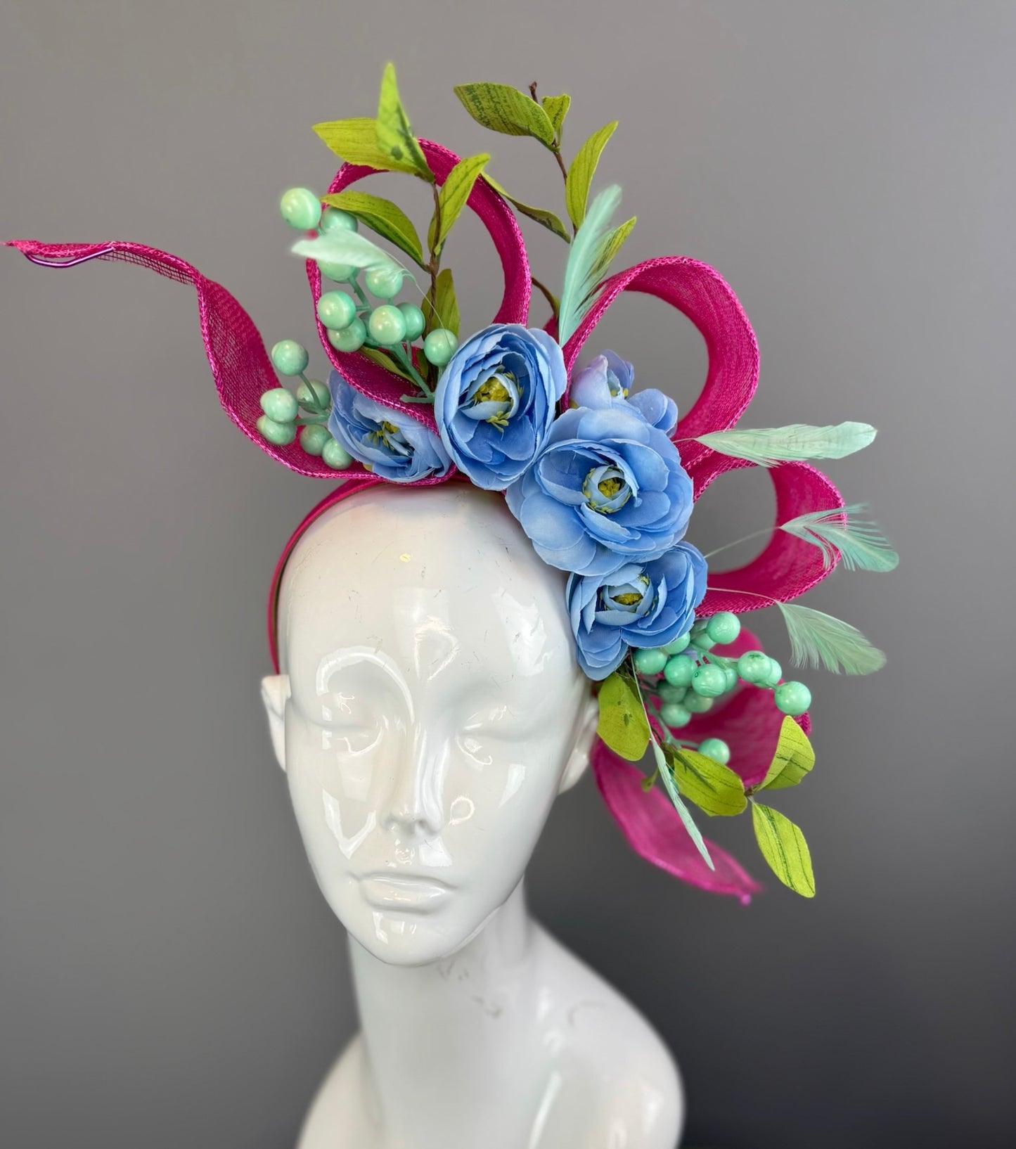 Periwinkle and Pink Kentucky Derby fascinator, Derby Hat Alternative (GOLD LINE)