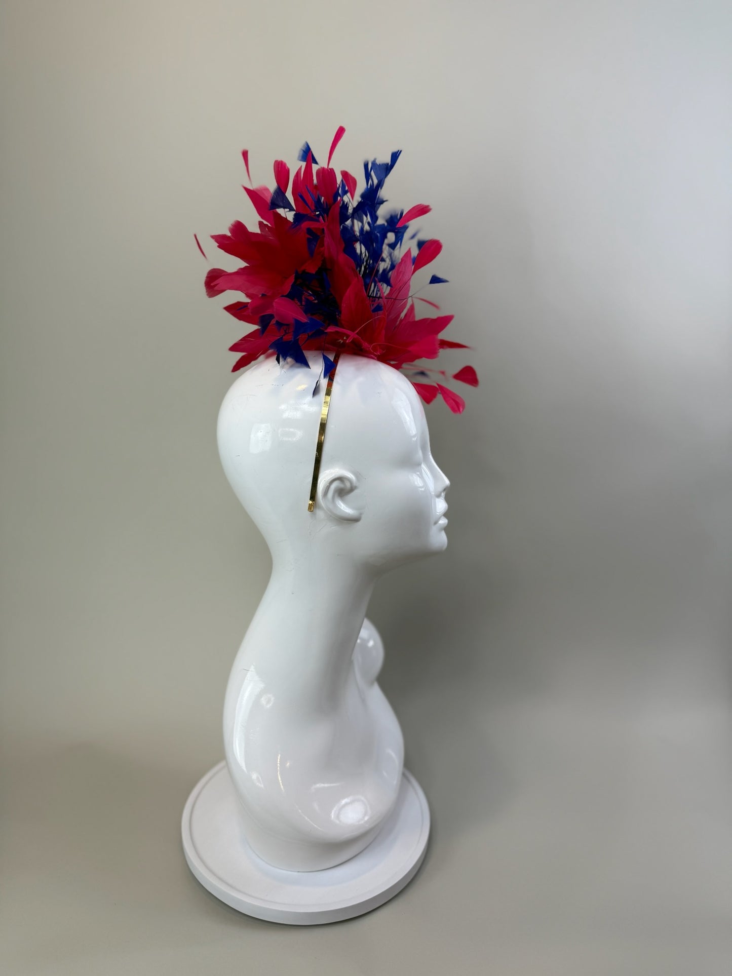 Watermelon and Blue Kentucky Derby fascinator, Derby Hat Alternative (GOLD LINE)