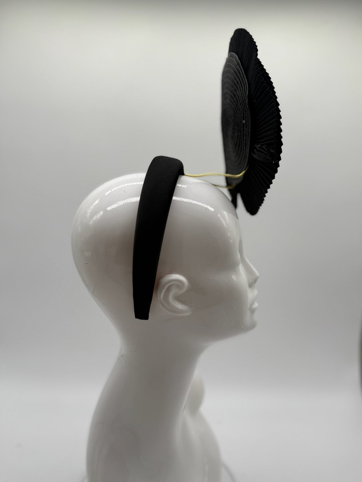 Black Kentucky Derby fascinator, Derby Hat Alternative (GOLD LINE)
