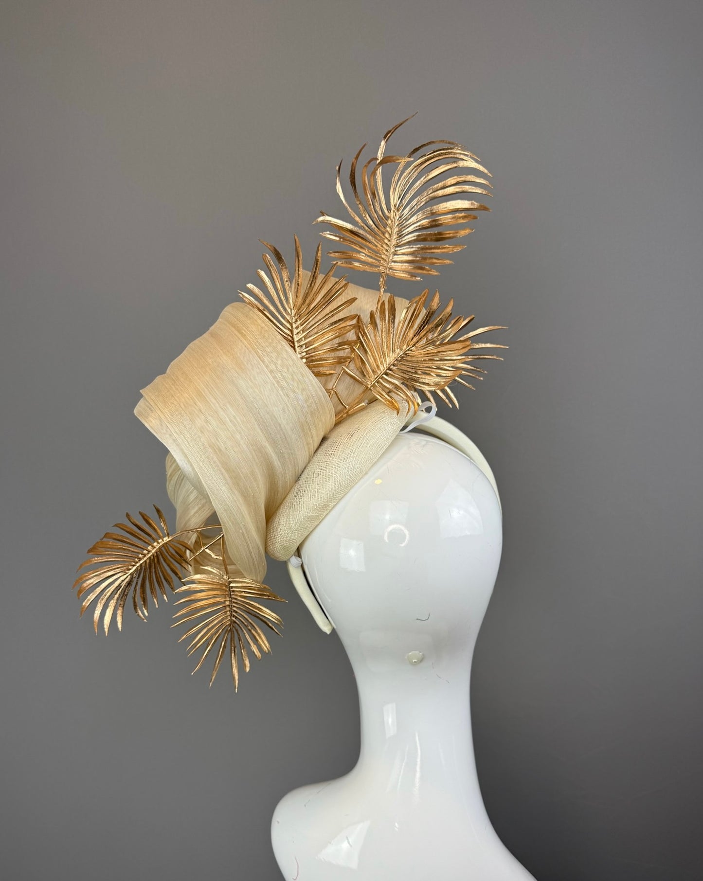 Gold Kentucky Derby fascinator, Derby Hat Alternative (GOLD LINE)