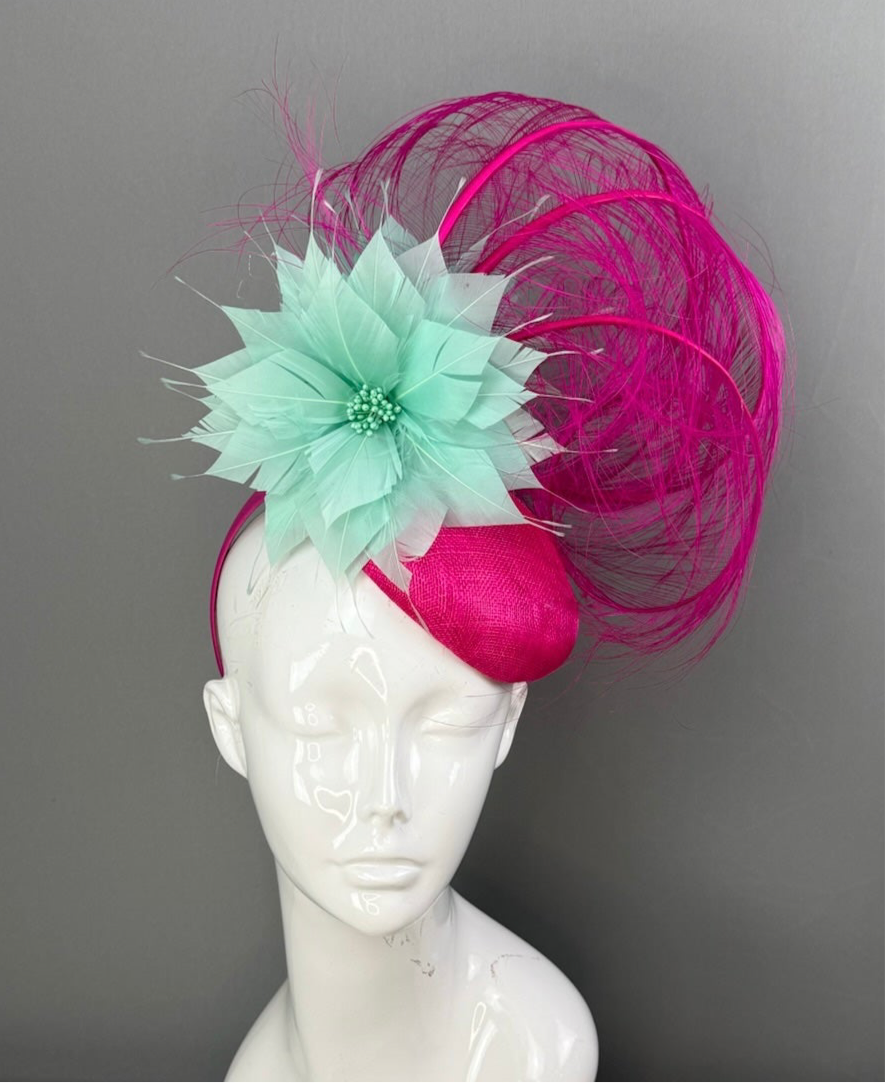 Turquoise and Pink Kentucky Derby fascinator, Derby Hat Alternative