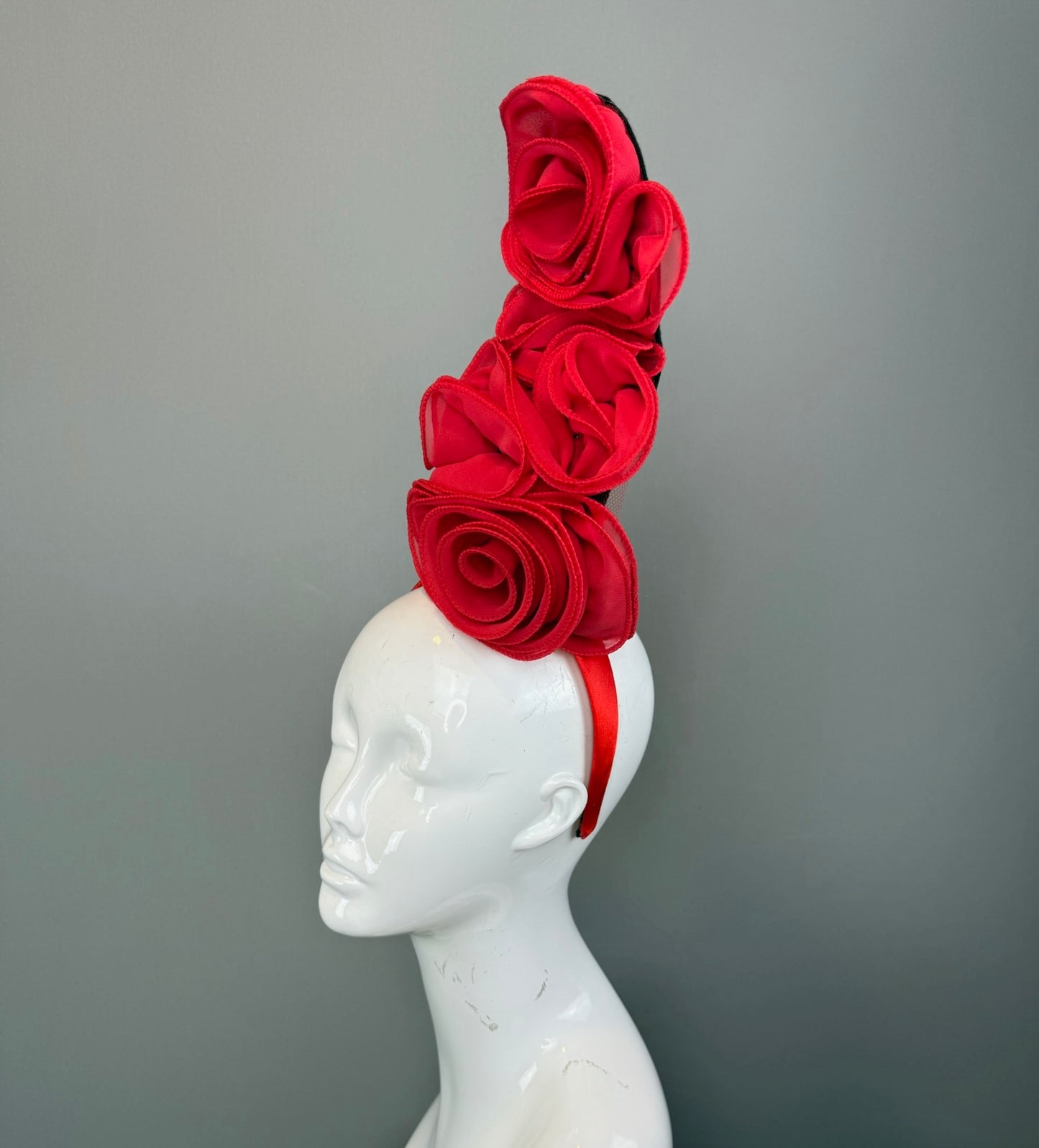 Red Kentucky Derby fascinator, Derby Hat Alternative (GOLD LINE)