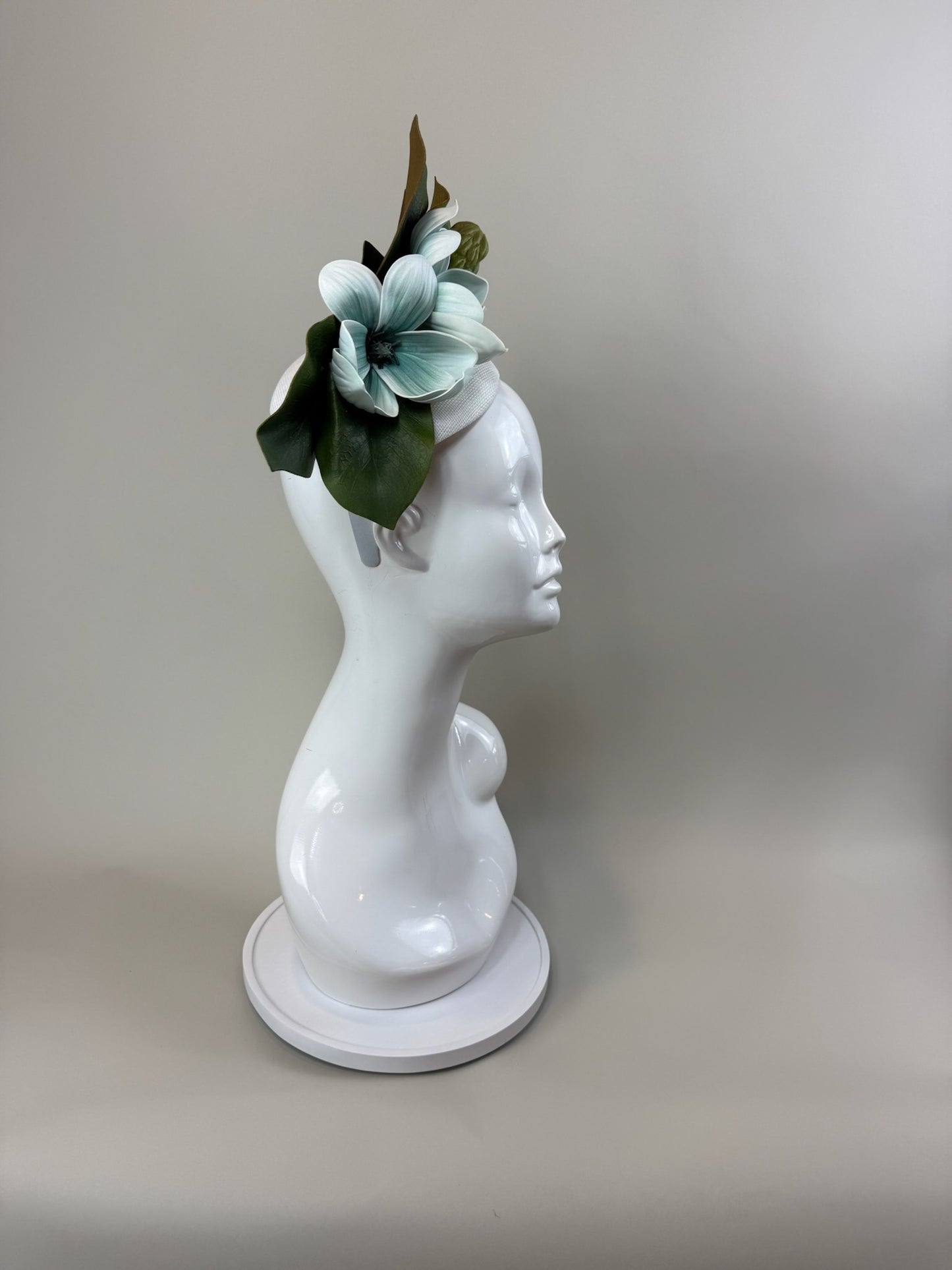 White, Light Blue and Green Kentucky Derby fascinator, Derby Hat Alternative (SILVER LINE)