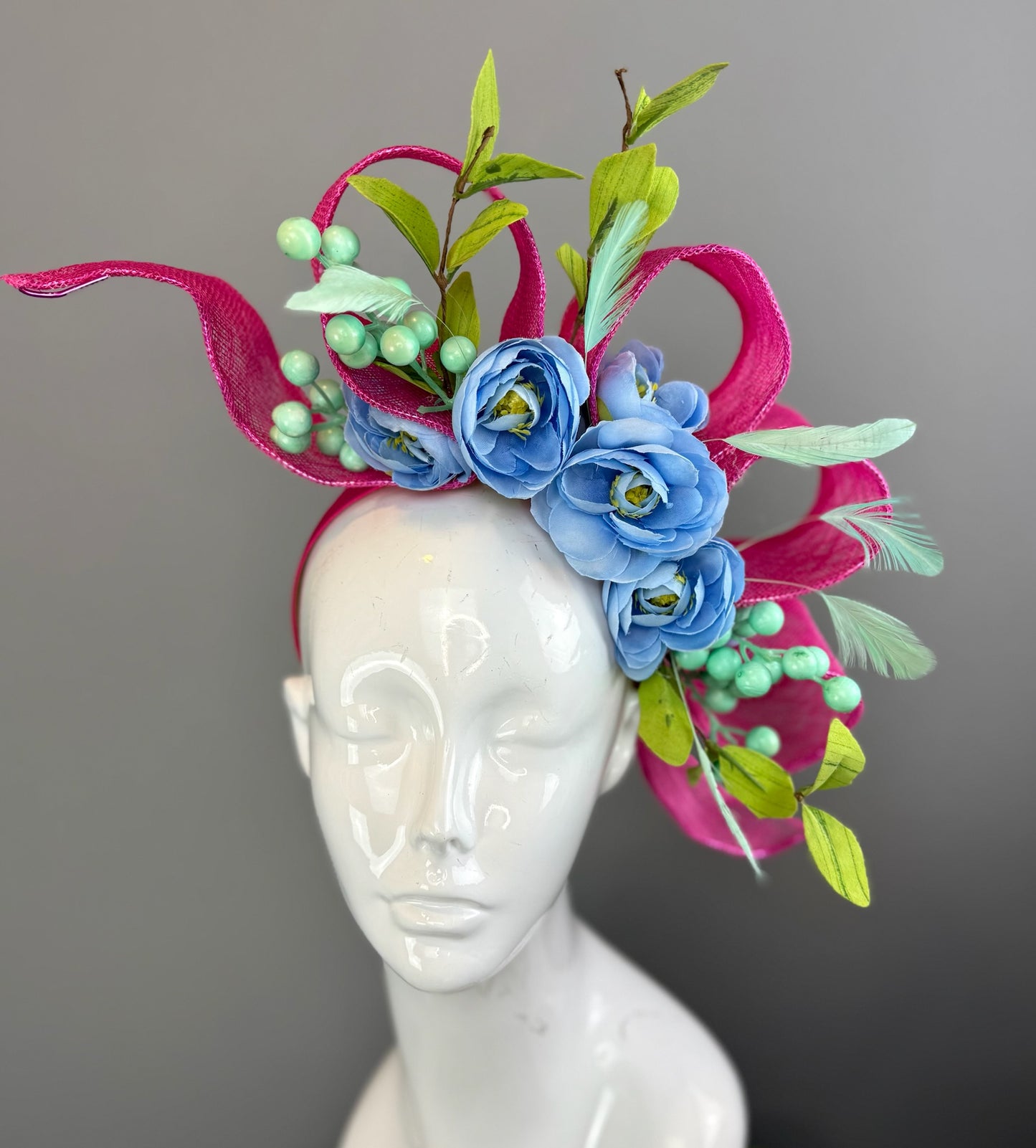 Periwinkle and Pink Kentucky Derby fascinator, Derby Hat Alternative (GOLD LINE)