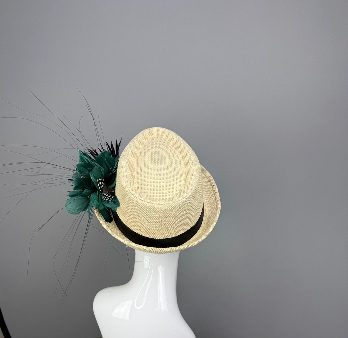 Green and Black Kentucky Derby fascinator, Derby Hat Alternative (GOLD LINE)
