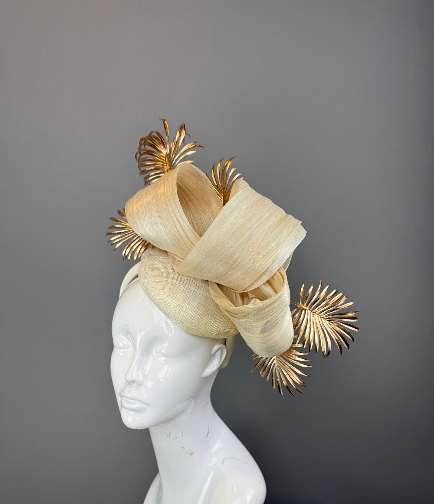 Gold Kentucky Derby fascinator, Derby Hat Alternative (GOLD LINE)