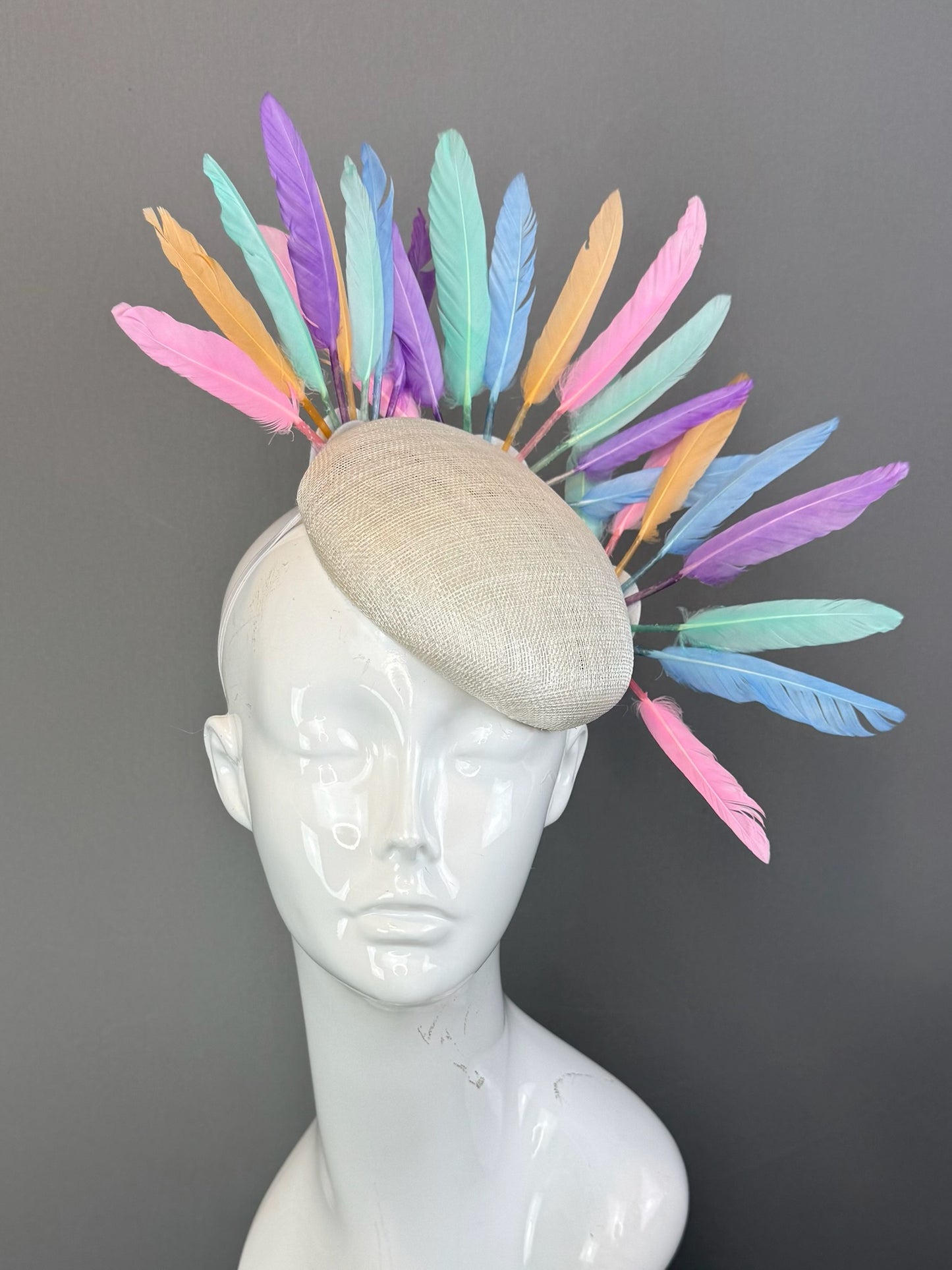 Multicolored Kentucky Derby fascinator, Derby Hat Alternative (SILVER LINE)