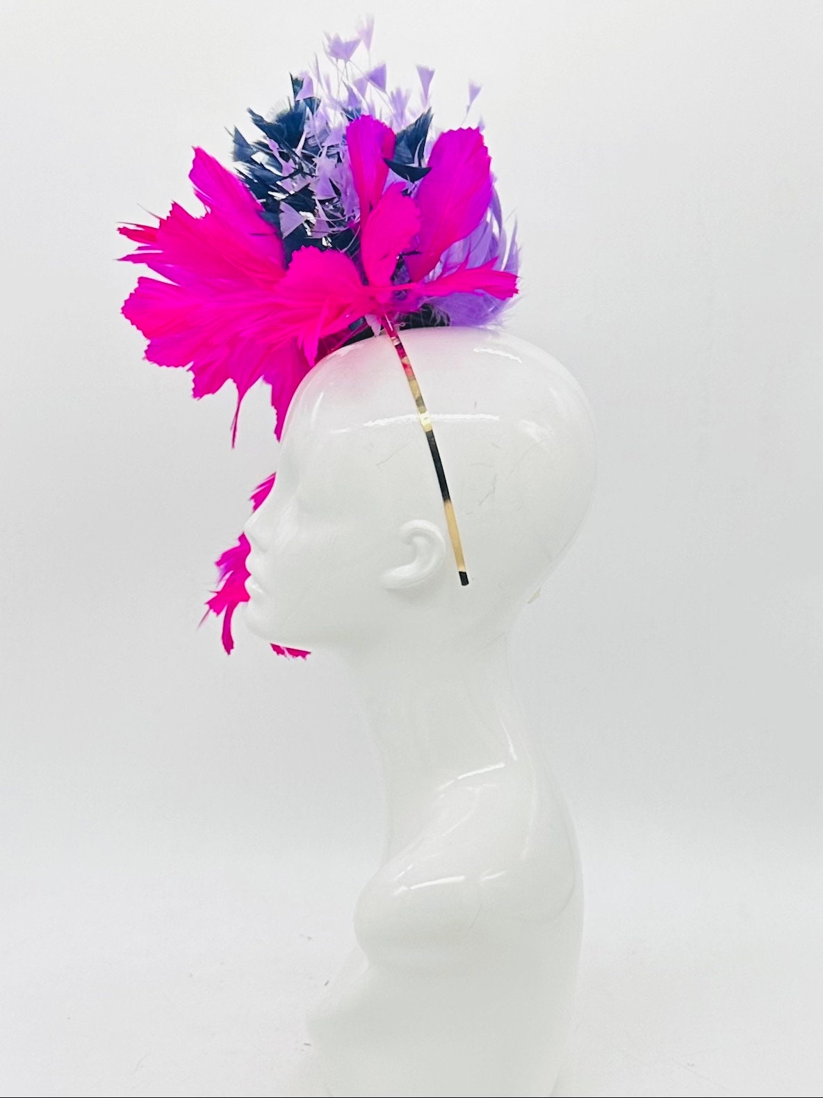 Pink, navy blue, and purple Kentucky Derby Fascinator, Derby Hat (PLATINUM LINE)