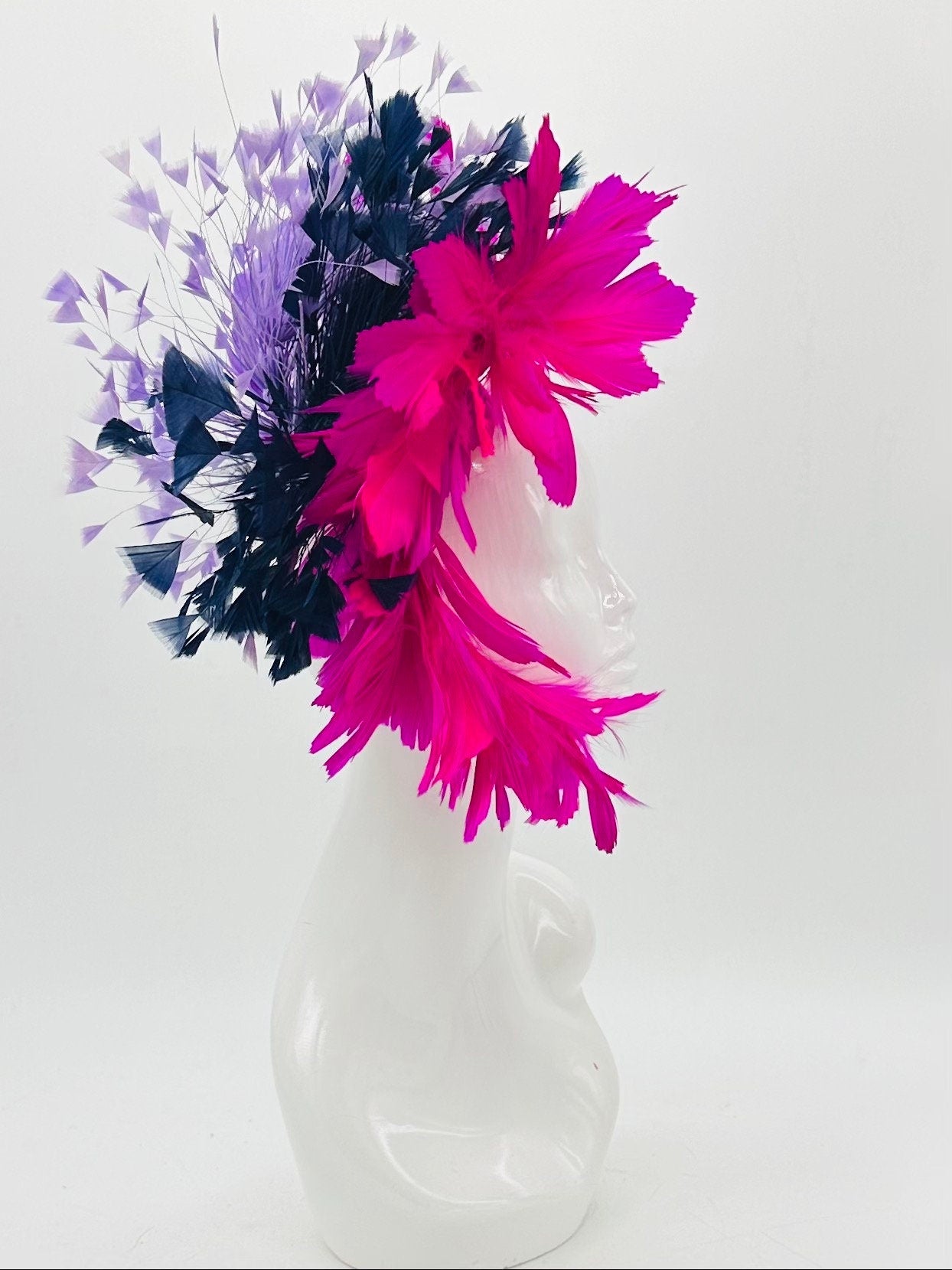 Pink, navy blue, and purple Kentucky Derby Fascinator, Derby Hat (PLATINUM LINE)