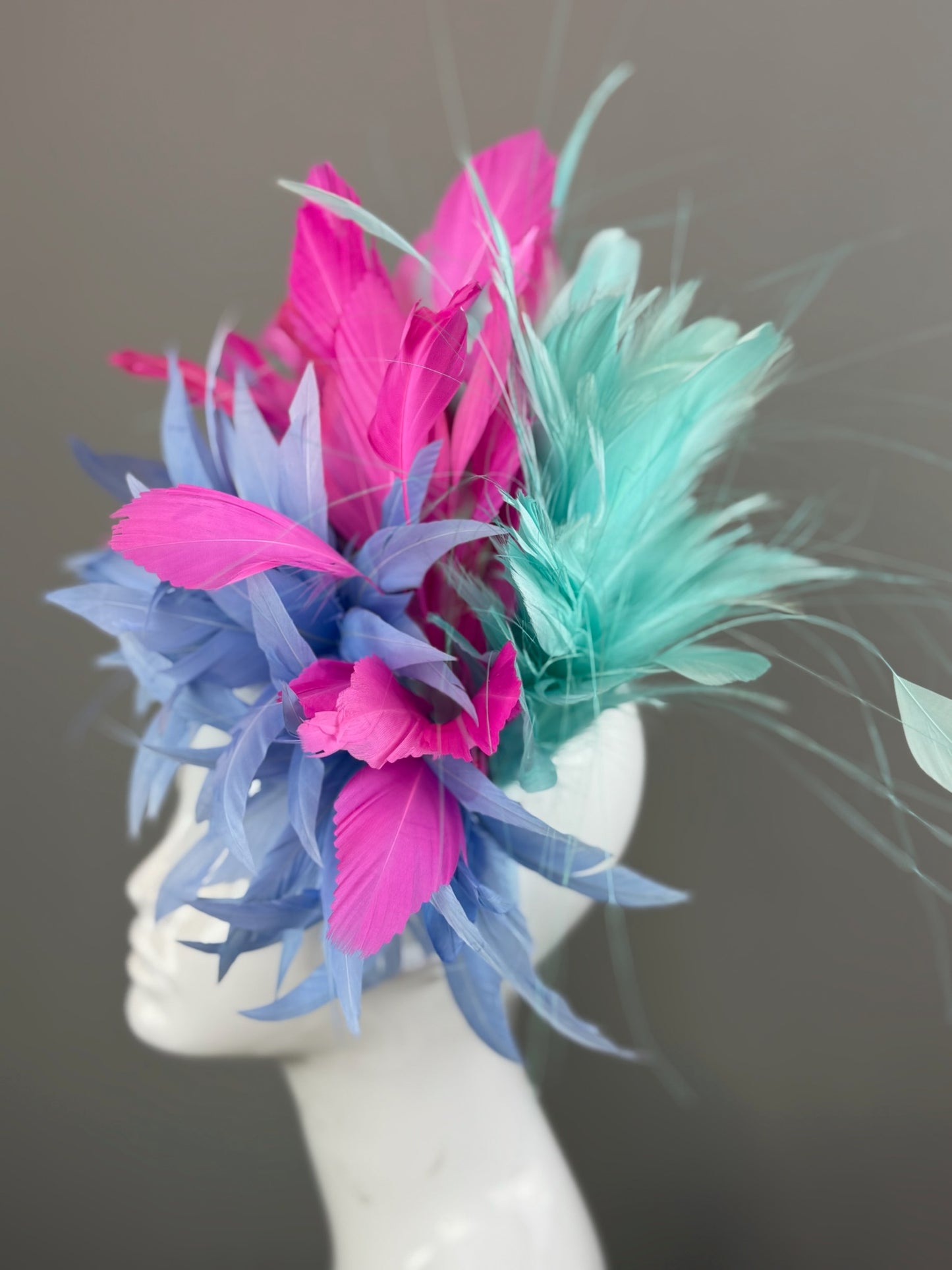 Blue, Pink and Mint Kentucky Derby fascinator, Derby Hat Alternative (GOLD LINE)