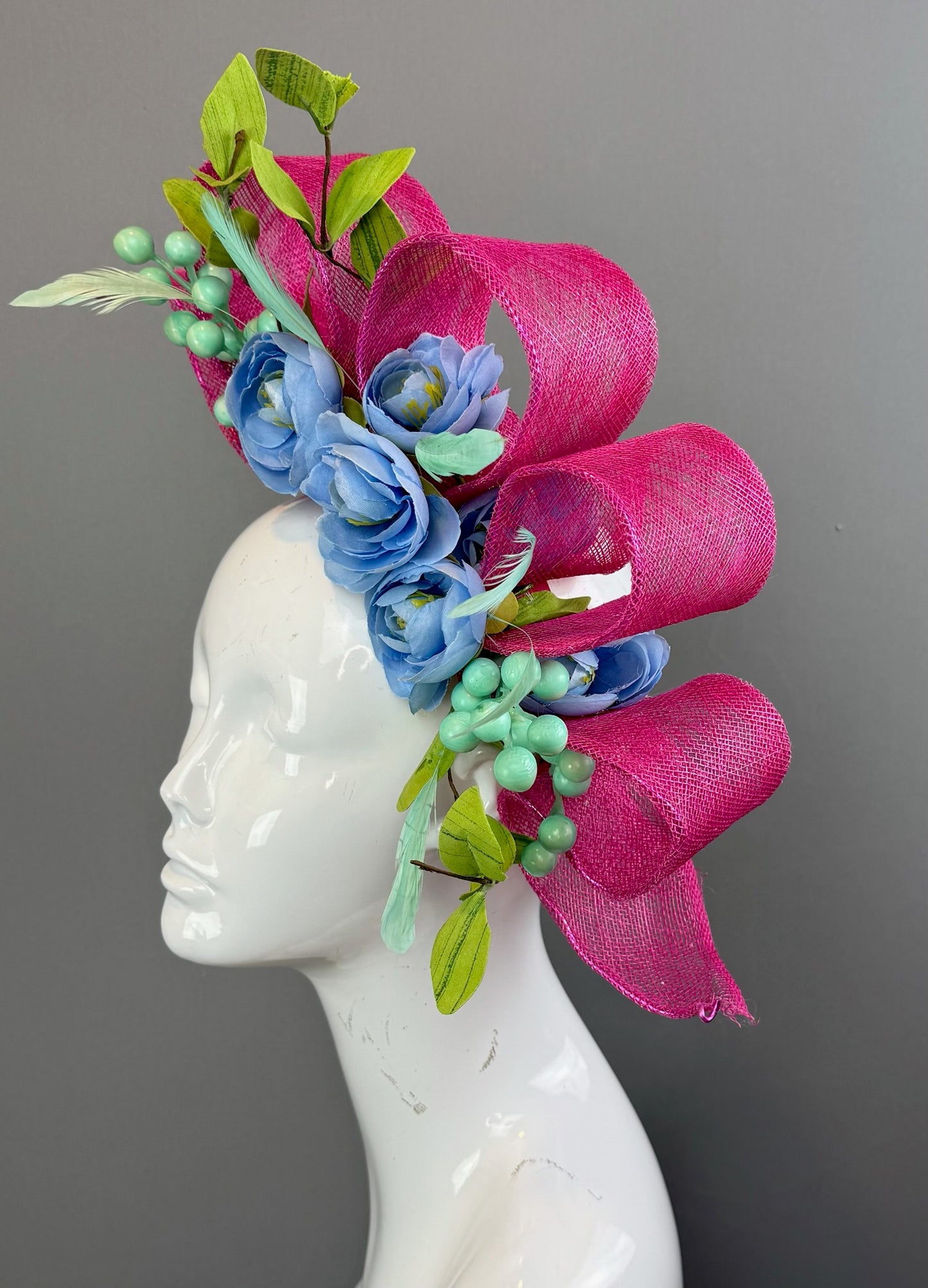 Periwinkle and Pink Kentucky Derby fascinator, Derby Hat Alternative (GOLD LINE)