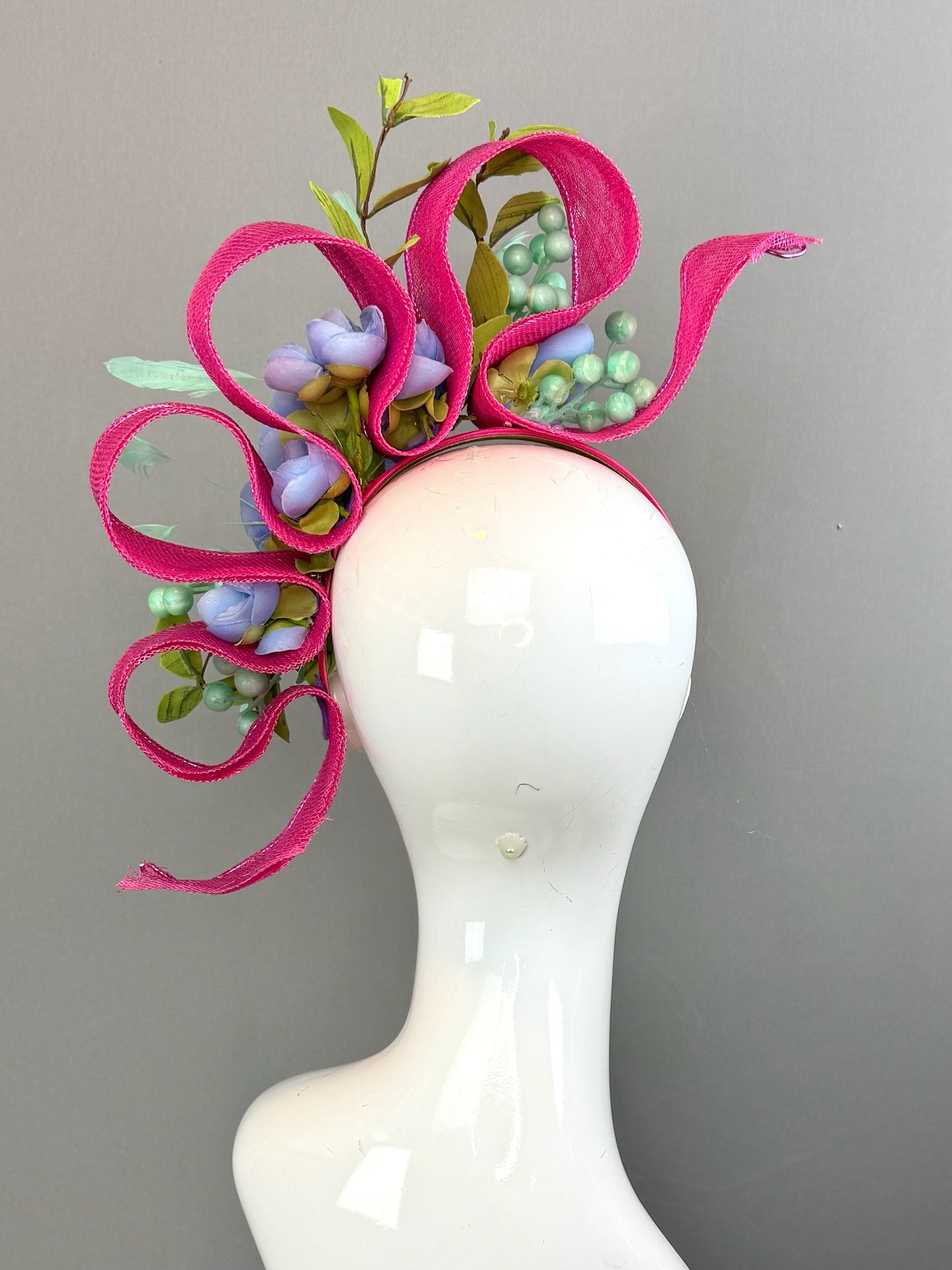 Periwinkle and Pink Kentucky Derby fascinator, Derby Hat Alternative (GOLD LINE)