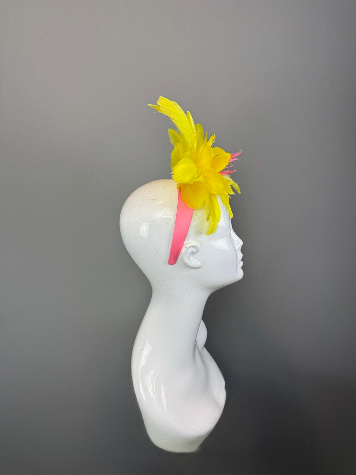 Yellow and Pink Kentucky Derby fascinator, Derby Hat Alternative (SILVER LINE)